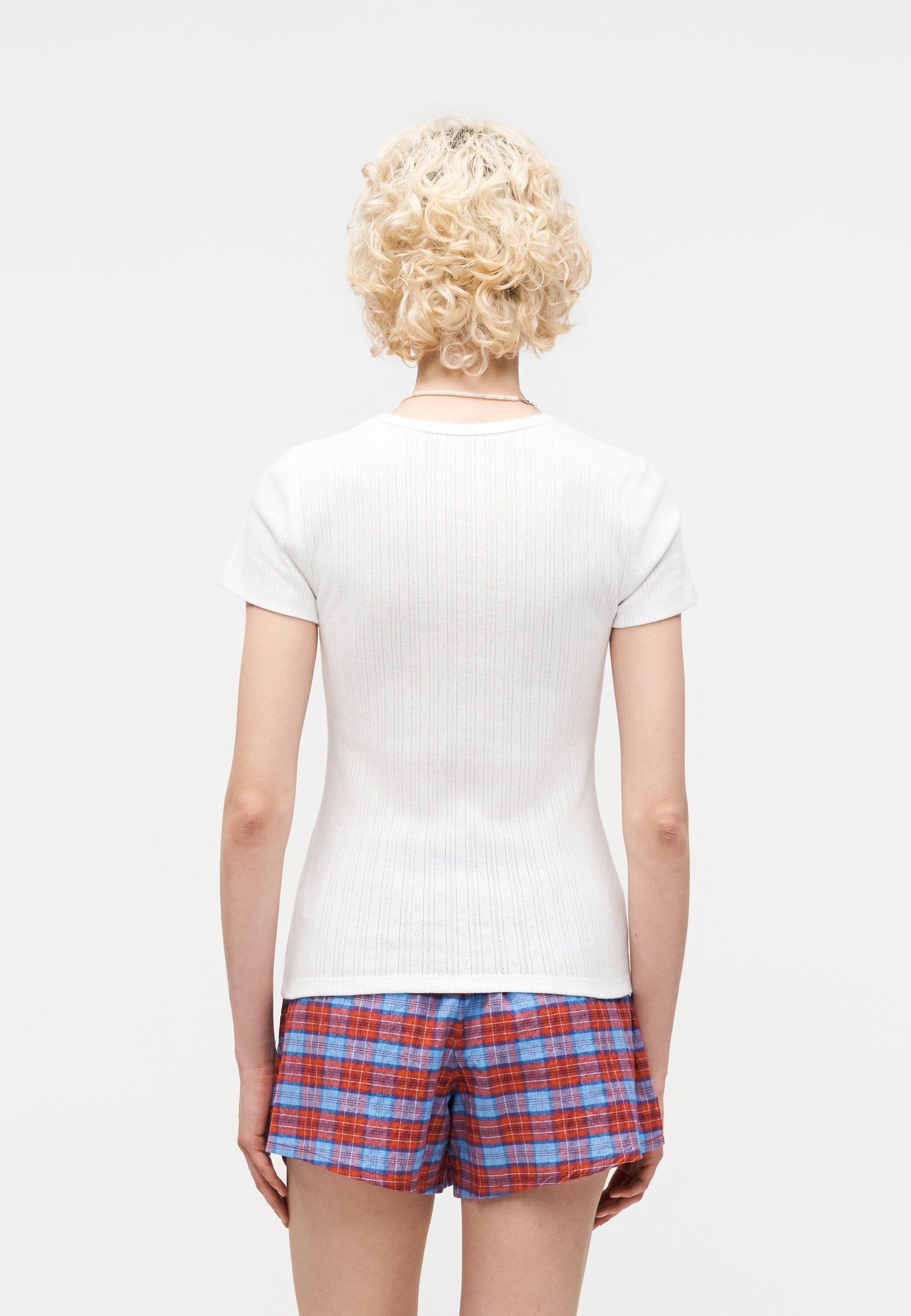 POINTELLE CREW - Basic T-shirt - fresh white