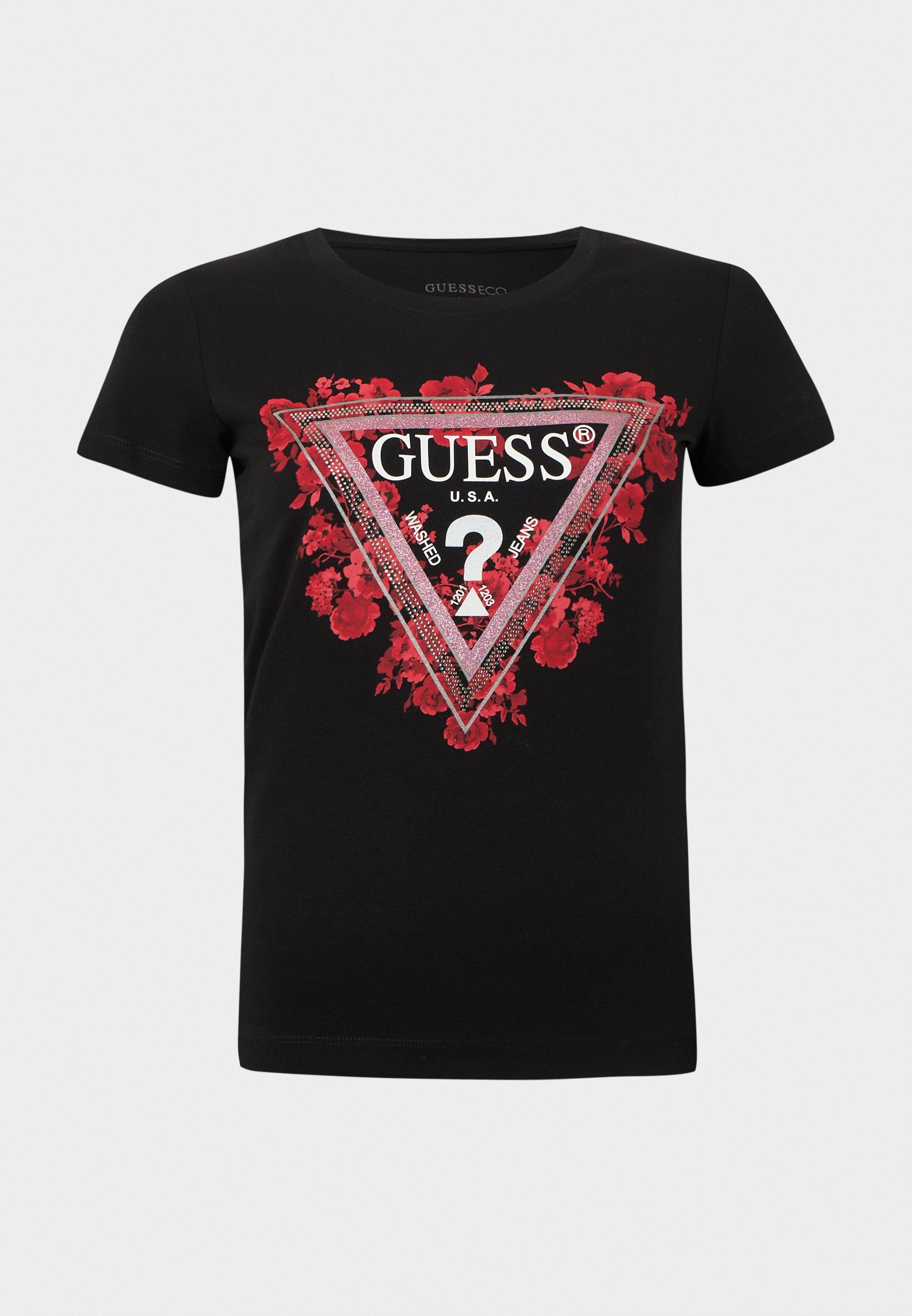 FLOWERS TRIANGLE TEE - Print T-shirt - jet black