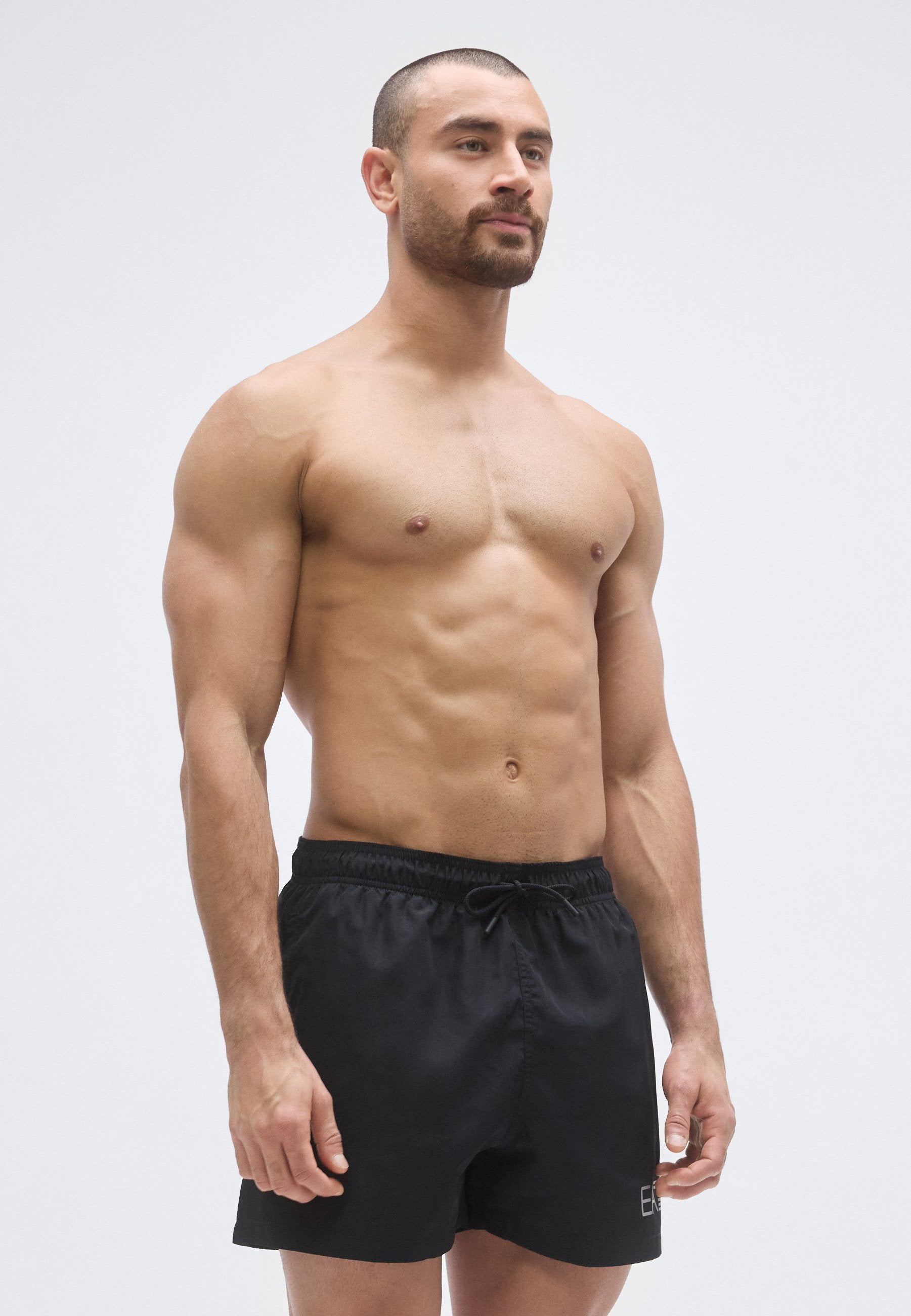 WATER SPORT UZUN LOGOLU BOXER - Yüzme şortu - siyah/gümüş renkli