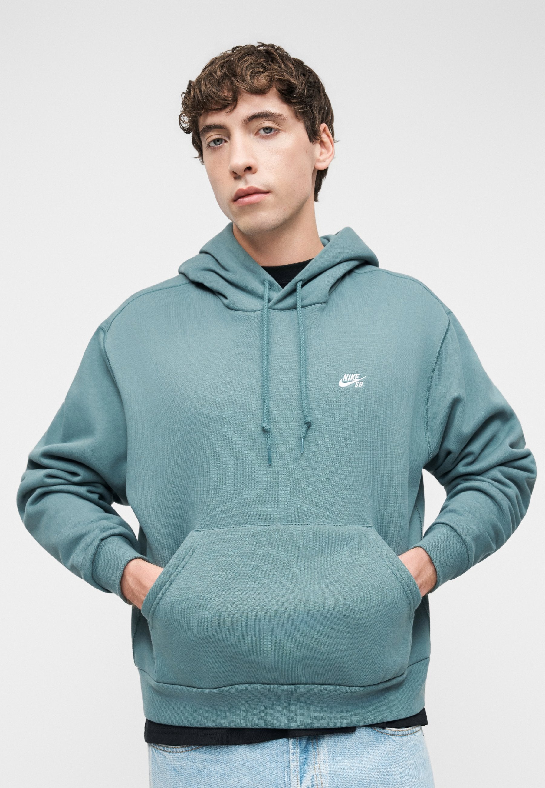 LOGO UNISEX - Kapüşonlu Üst - mineral gri/beyaz
