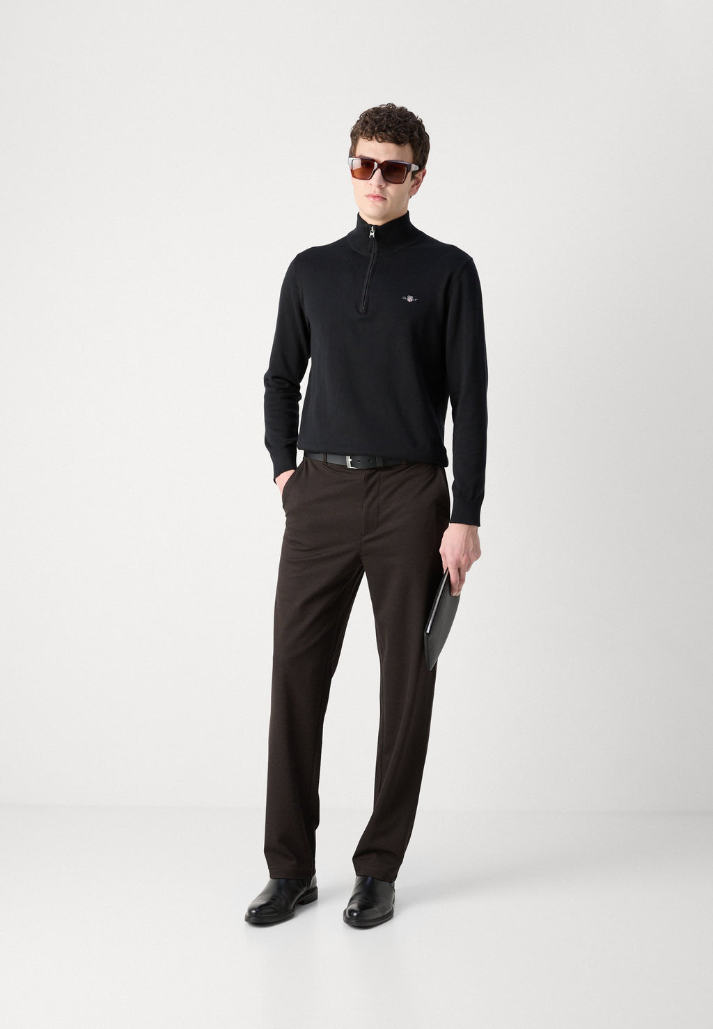 CLASSIC COTTON HALF ZIP - Jumper - black