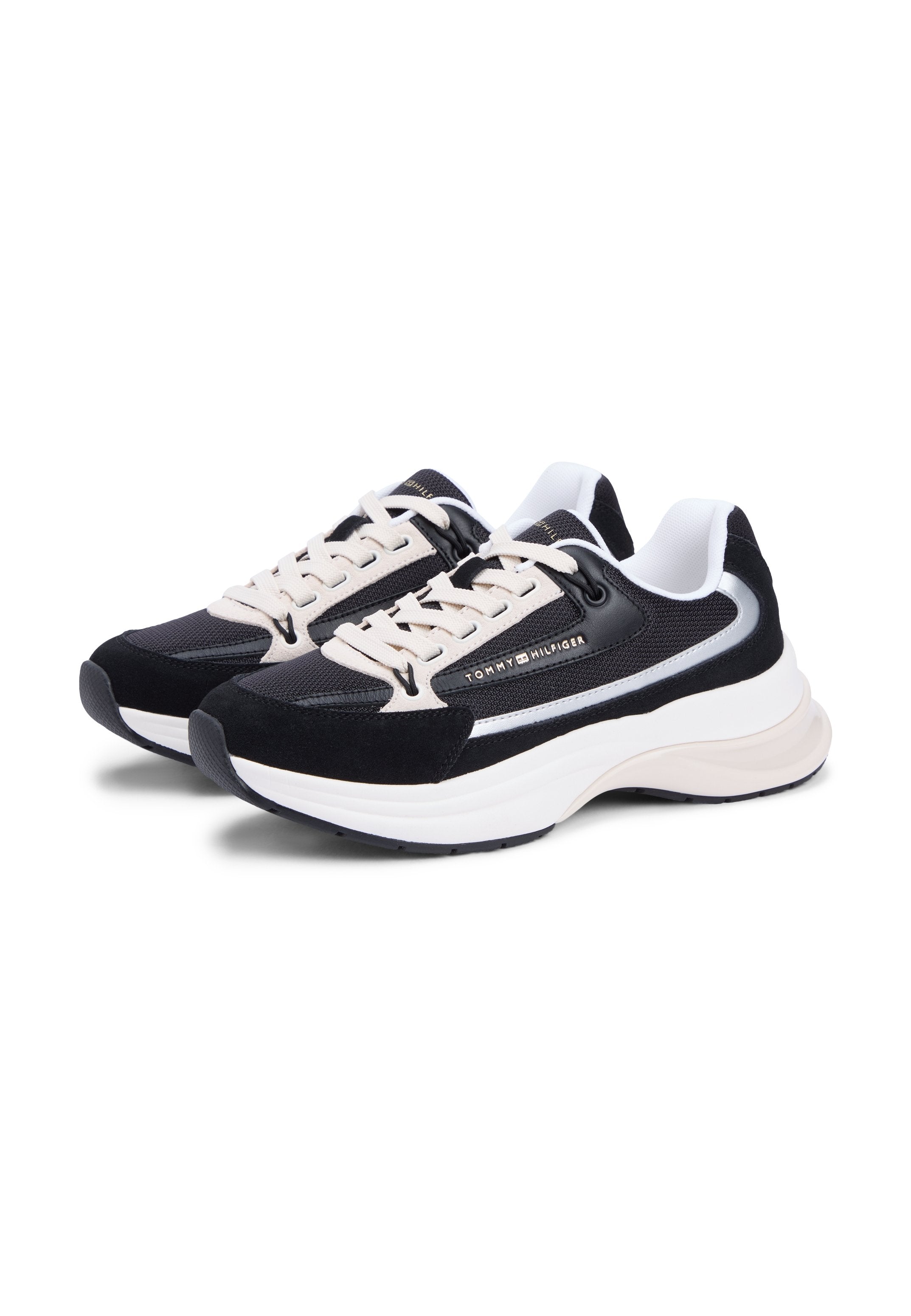 SUEDE CHUNKY LACE-UP TRAINERS - Trainers - black
