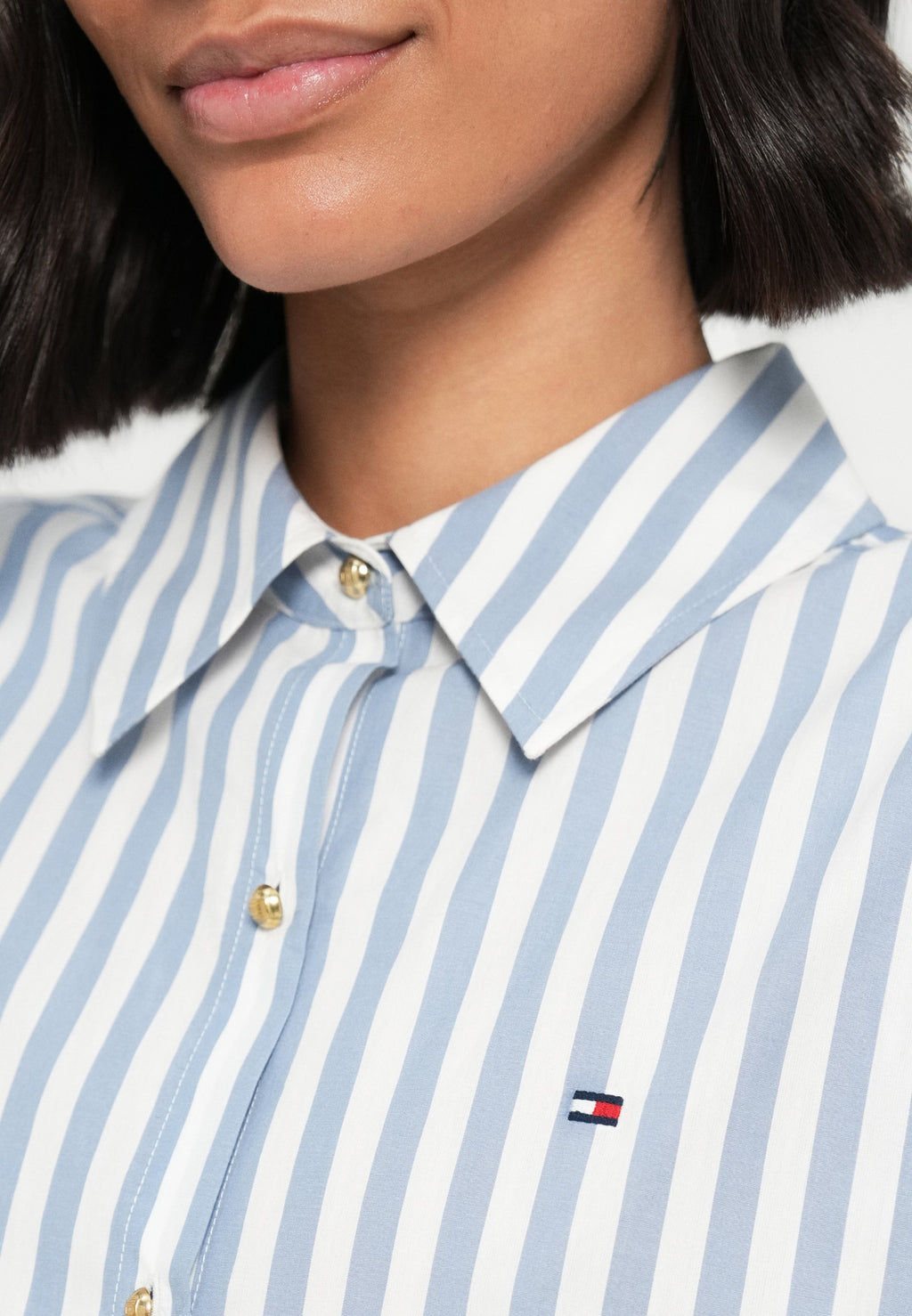 GOLD-TONE BUTTON RELAXED MINI SHIRT DRESS - Shirt dress - ecru/brisk blue