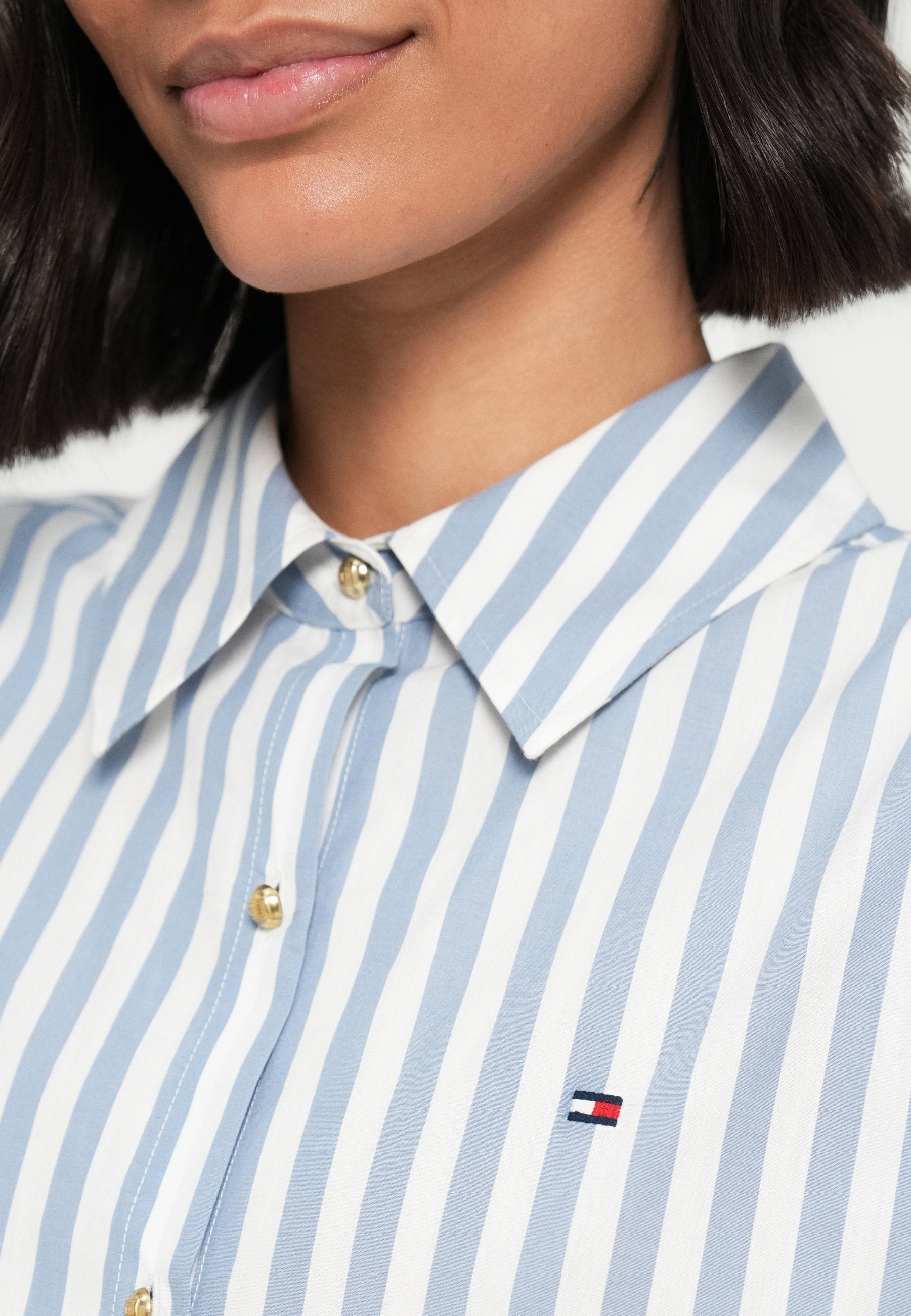 GOLD-TONE BUTTON RELAXED MINI SHIRT DRESS - Shirt dress - ecru/brisk blue