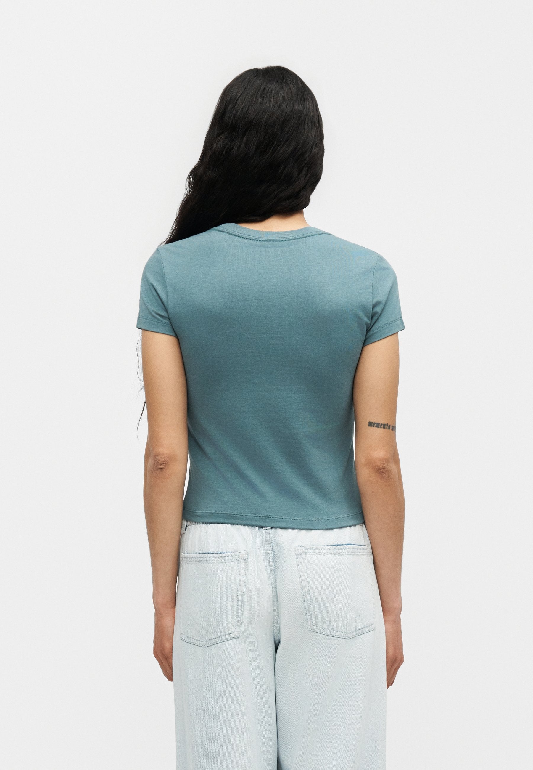 CROP LEAGUE TEE - Print T-shirt - mineral slate