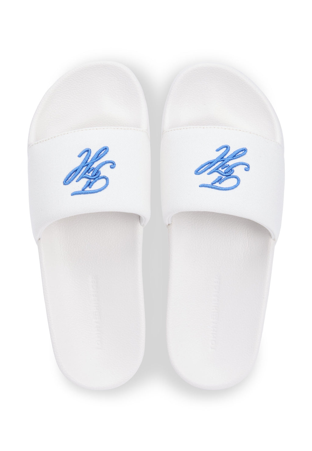 LOGO EMBROIDERY CANVAS POOL SLIDES - Pool slides - ecru