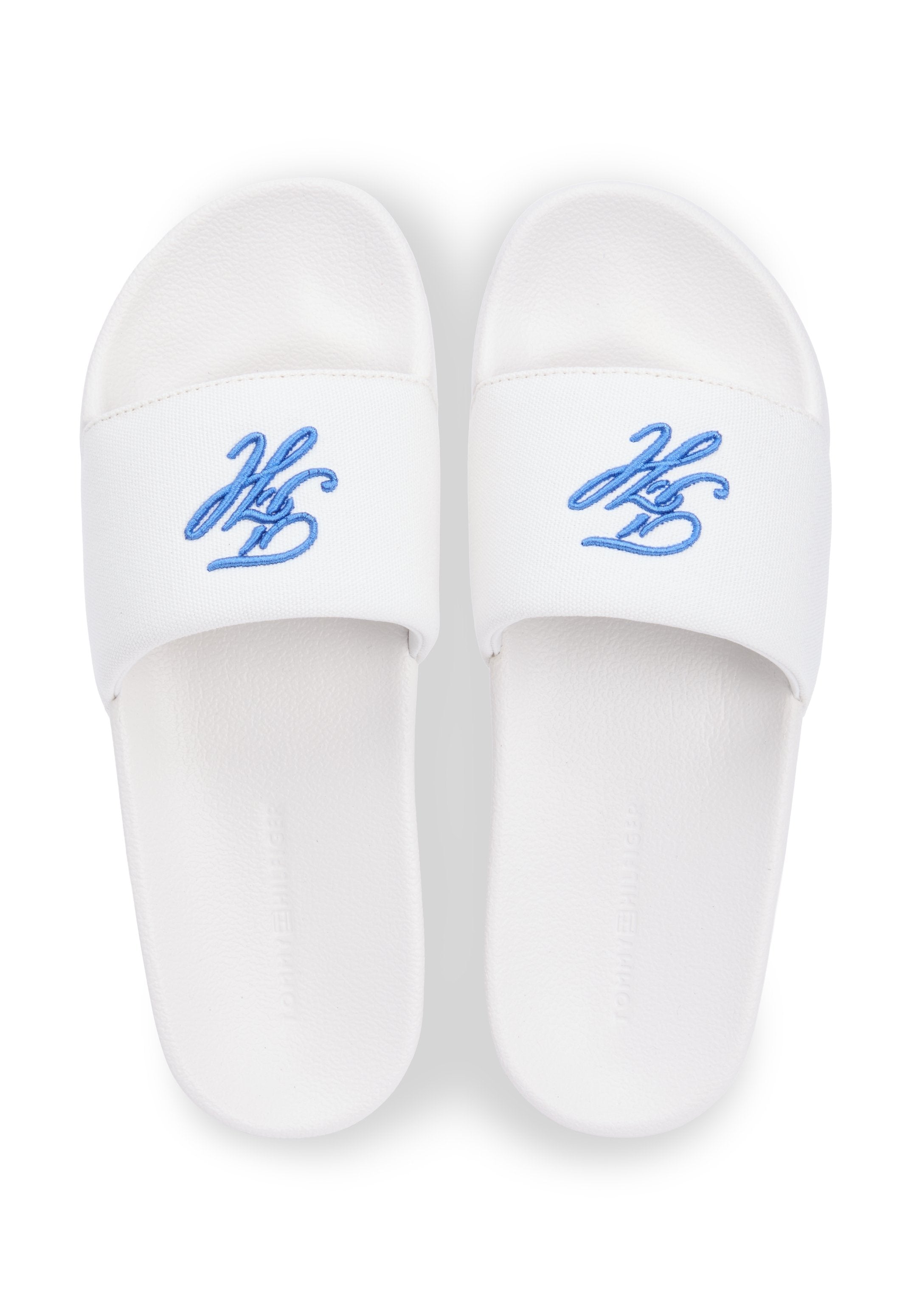 LOGO EMBROIDERY CANVAS POOL SLIDES - Pool slides - ecru