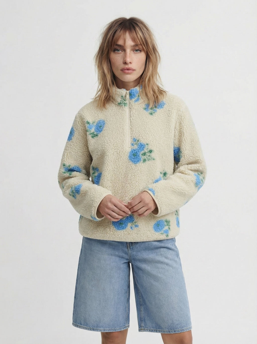 JXVERA HALF ZIP JACKET - Fleece jumper - bone white