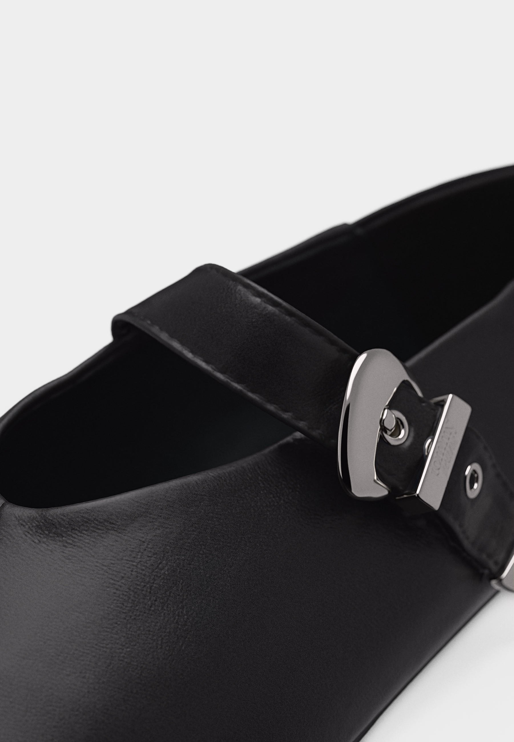 Ankle strap ballet pumps - black