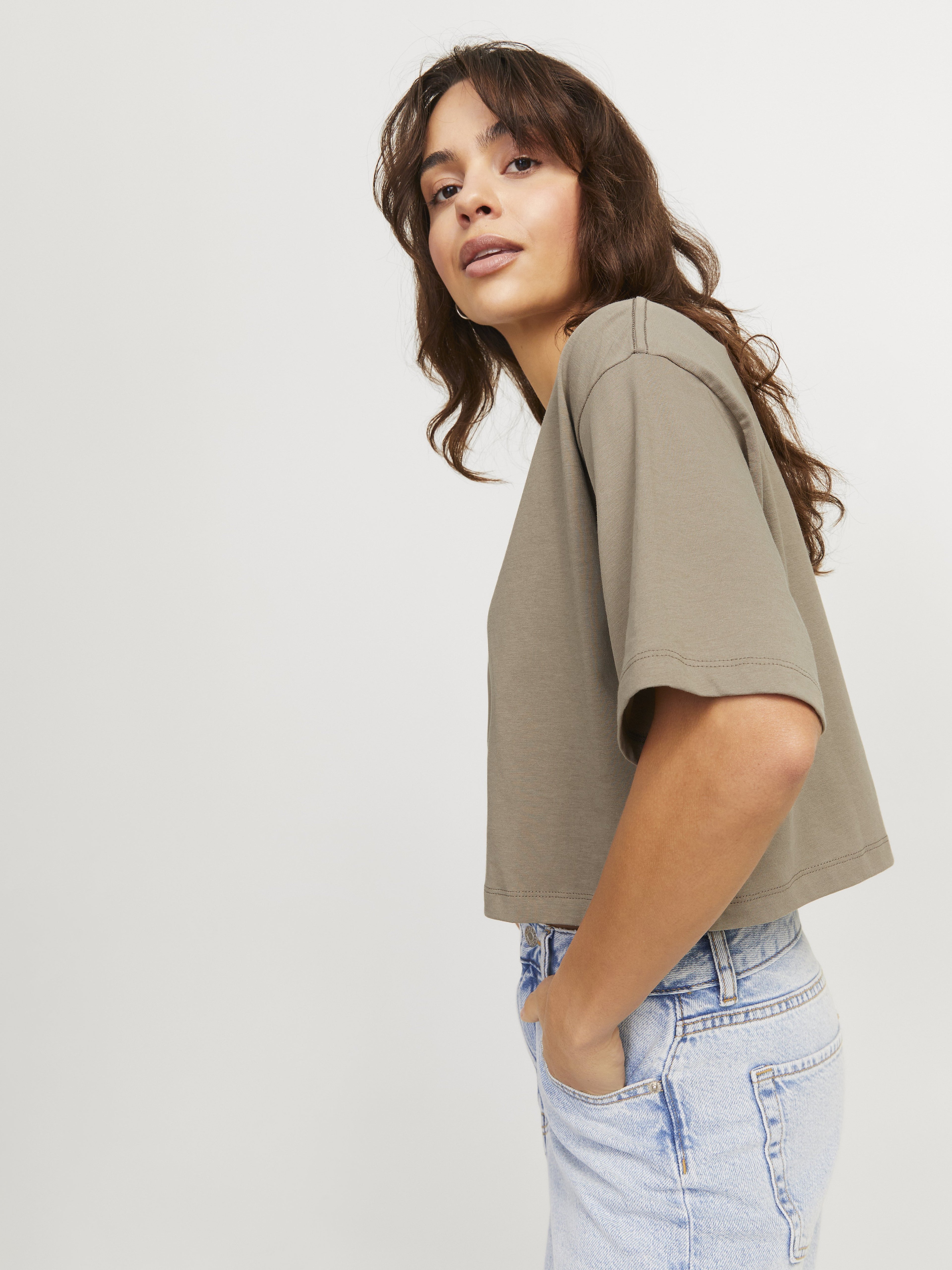 JXANDREA LOOSE CROPPED TEE - Basic T-shirt - brindle