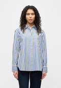 CHEMISE CLASSIQUE SURDIMENSIONNÉE EN POPELINE - Blouse boutonnée - écru/bleu marine seashore