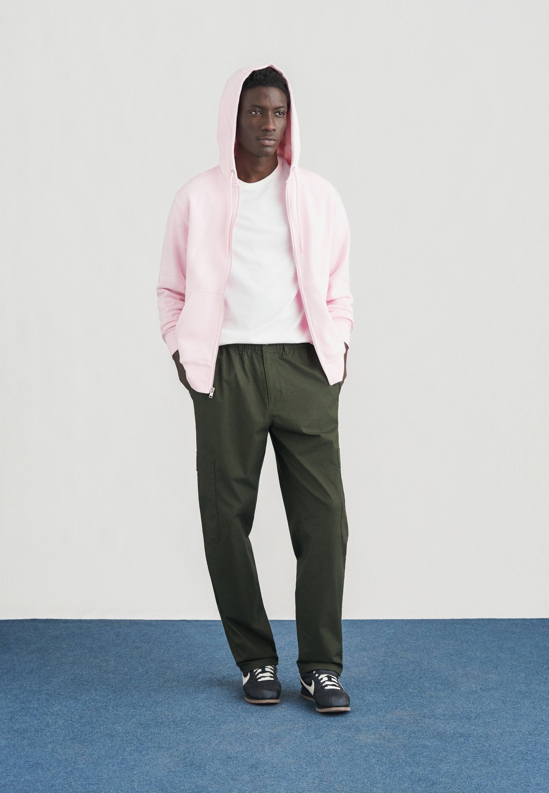 KAPÜŞONLU - Tam fermuarlı sweatshirt - pembe köpük/beyaz