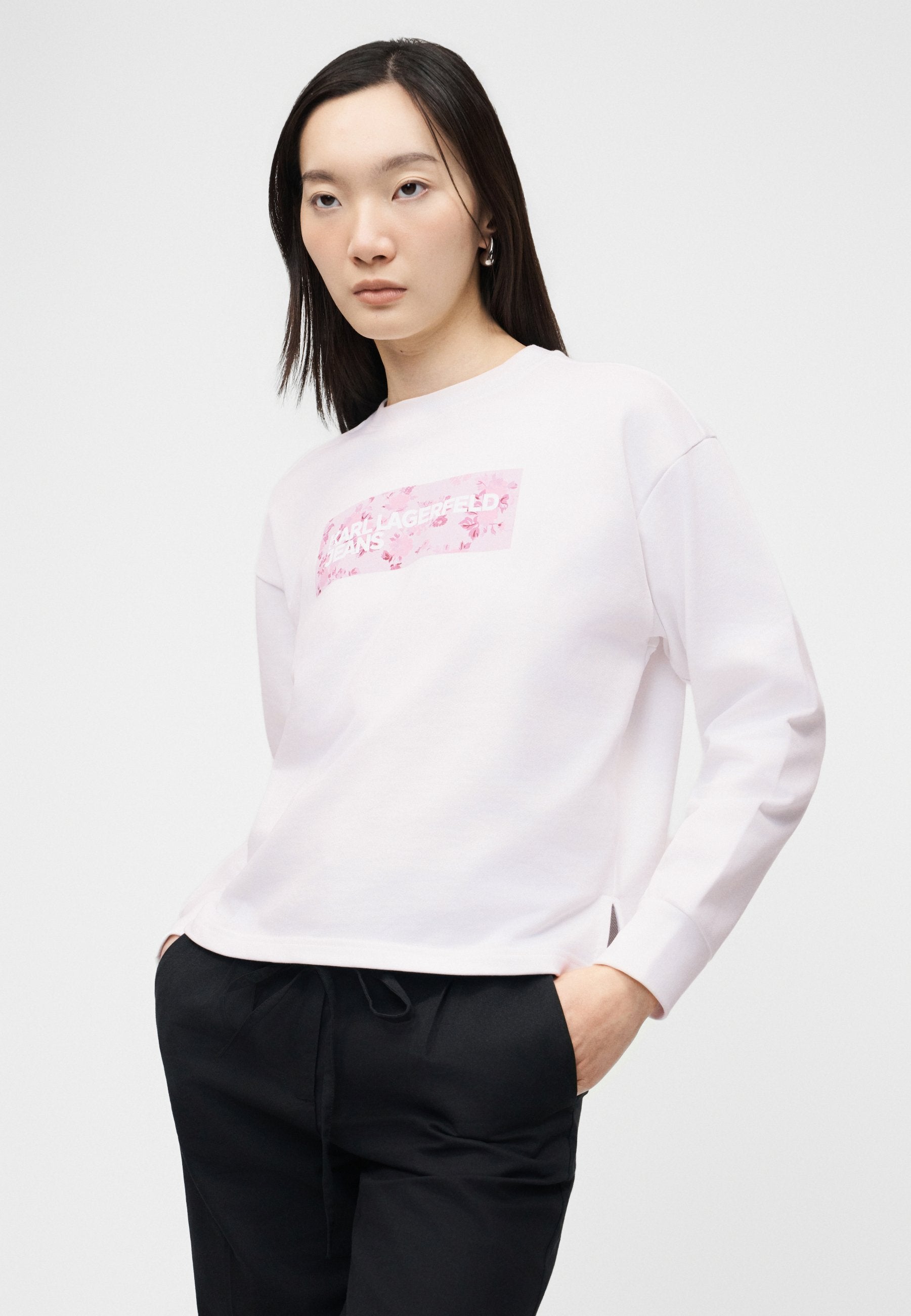 FLORAL LOGO  - Sweatshirt - white