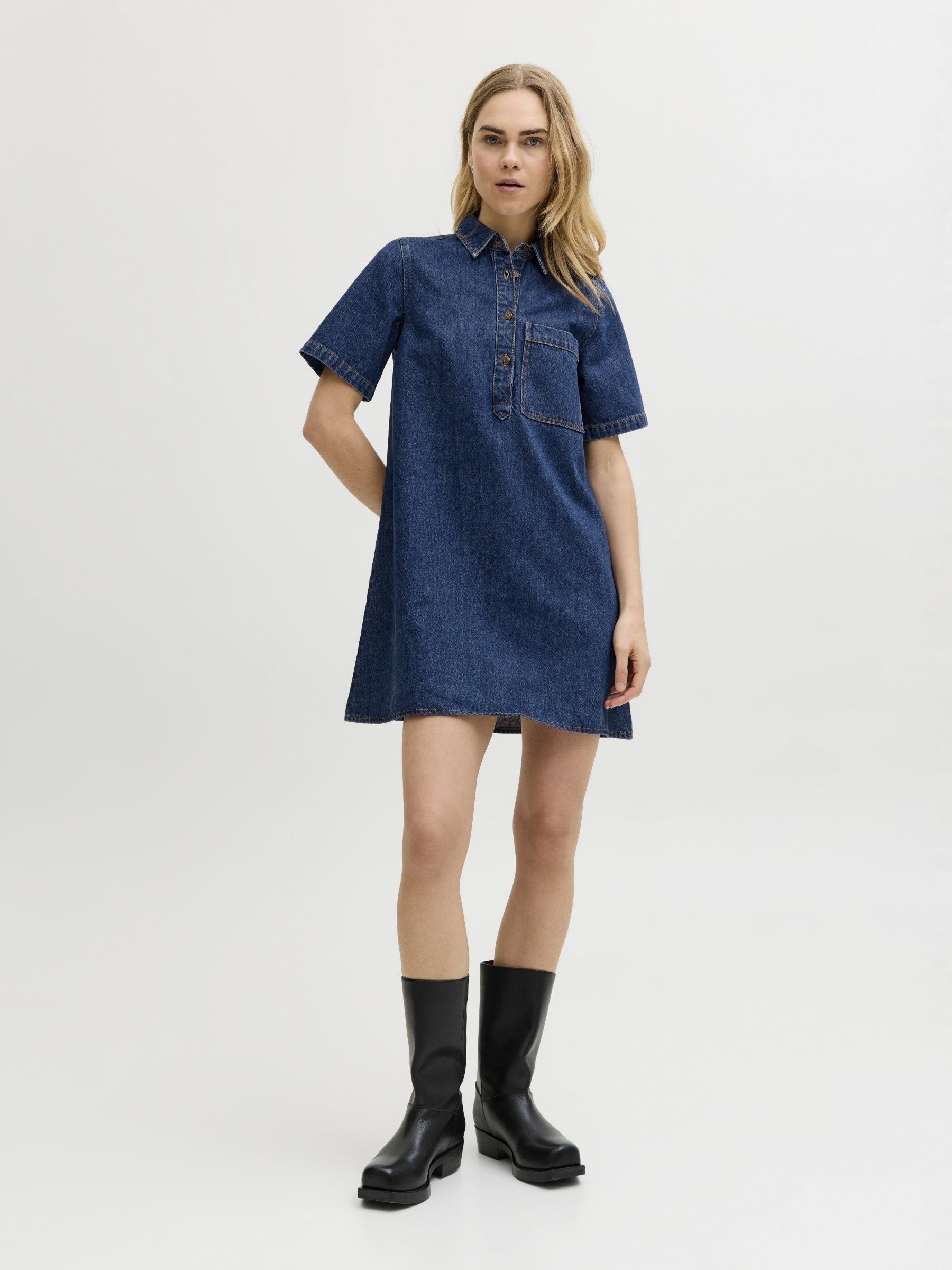 JXAMARA SILLE SS SHORT DRESS DNM SN - Denim dress - medium blue denim