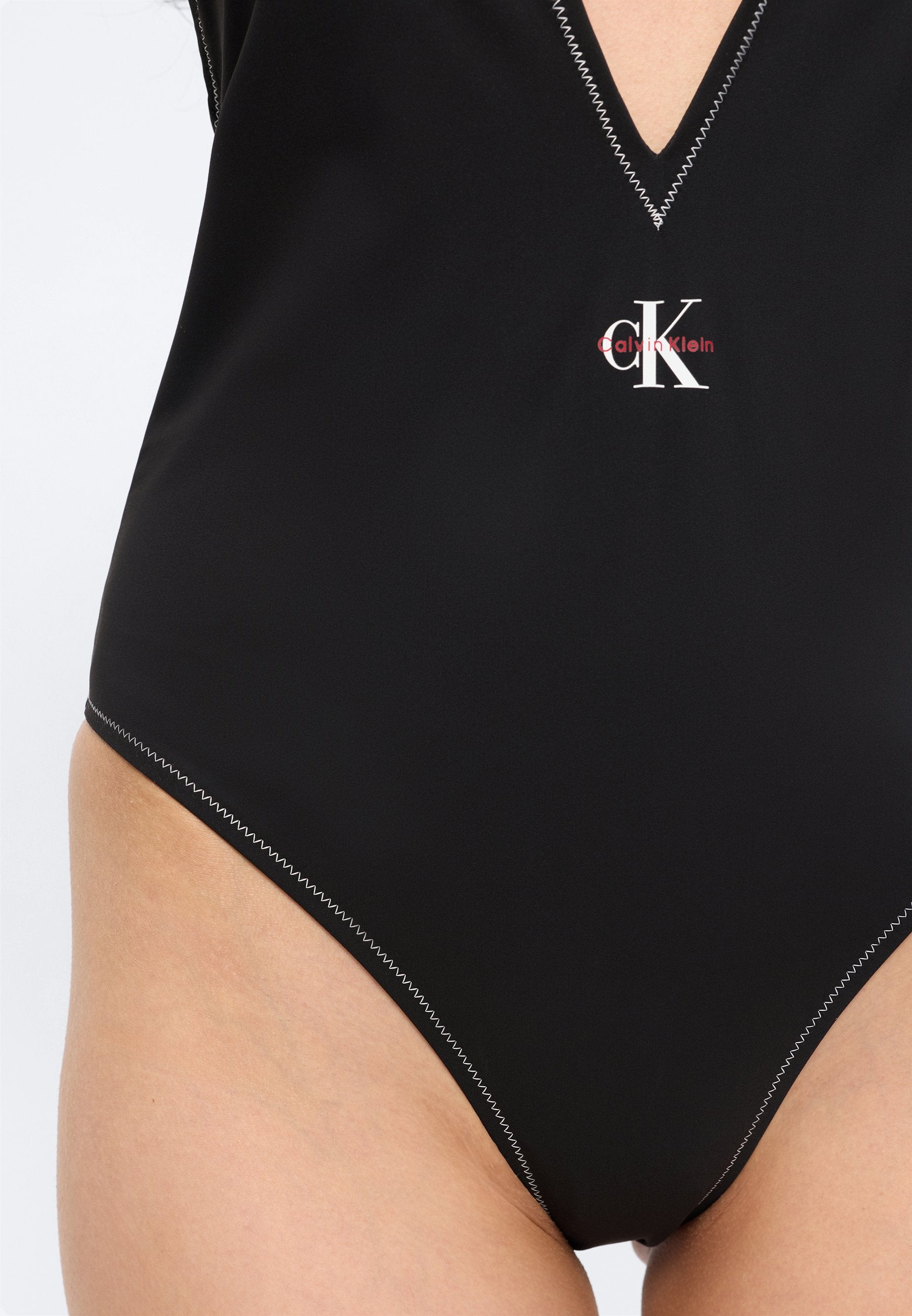 PLUNGE GRAPHIC MONOGRAM - Swimsuit - black