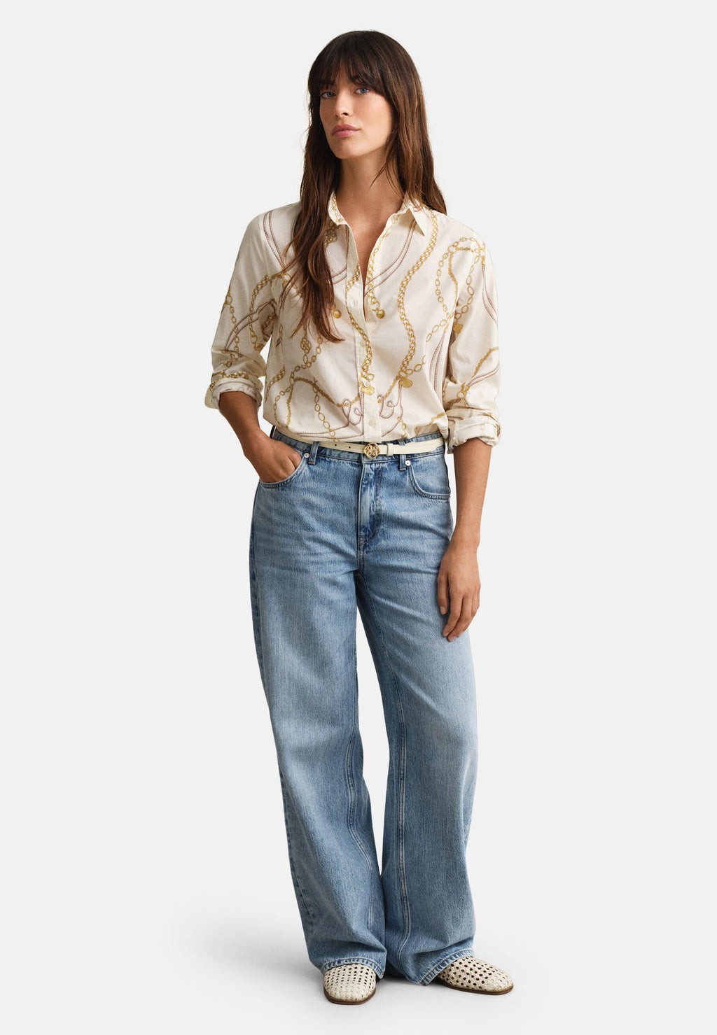 PRINTED  - Button-down blouse - eggshell