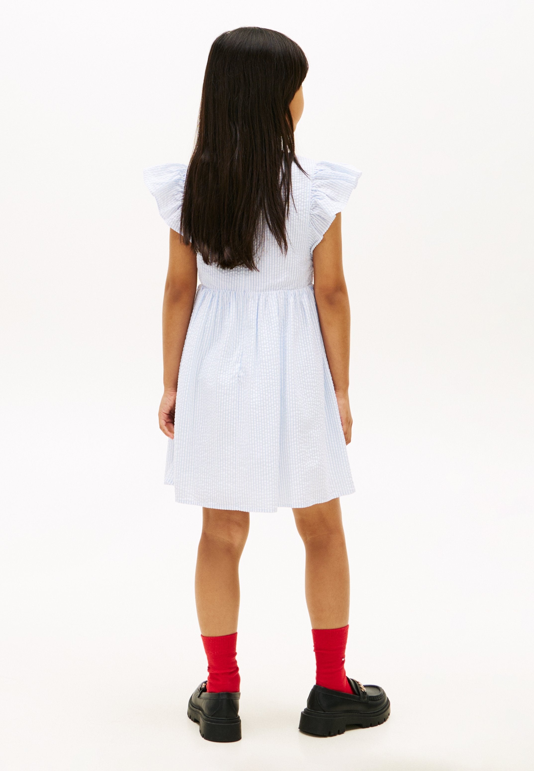 STRIPE SEERSUCKER FIT AND FLARE DRESS - Cocktail dress / Party dress - sweet blue