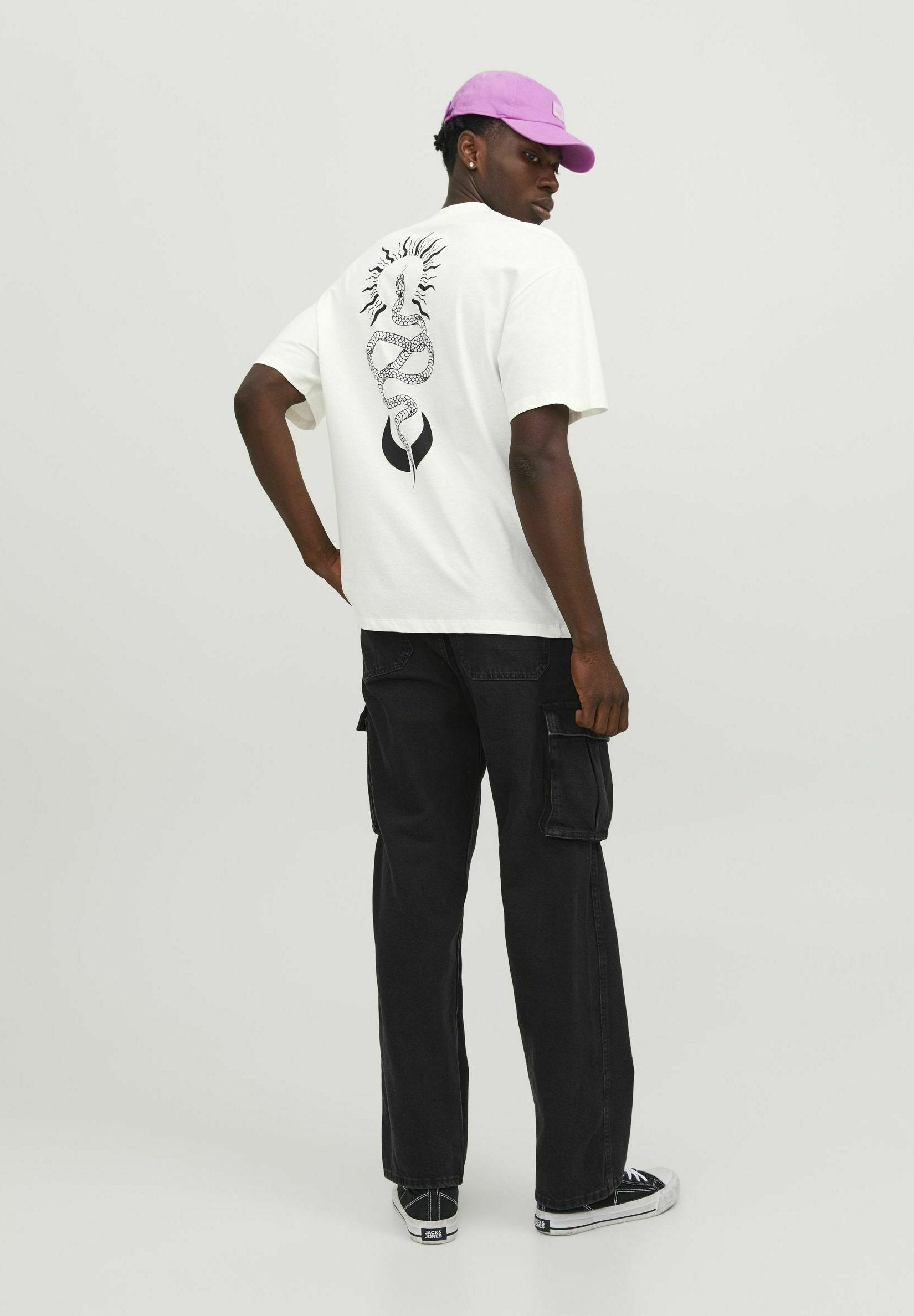 JJHEKTOR TEE CREW NECK - T-shirt imprimé - cloud dancer