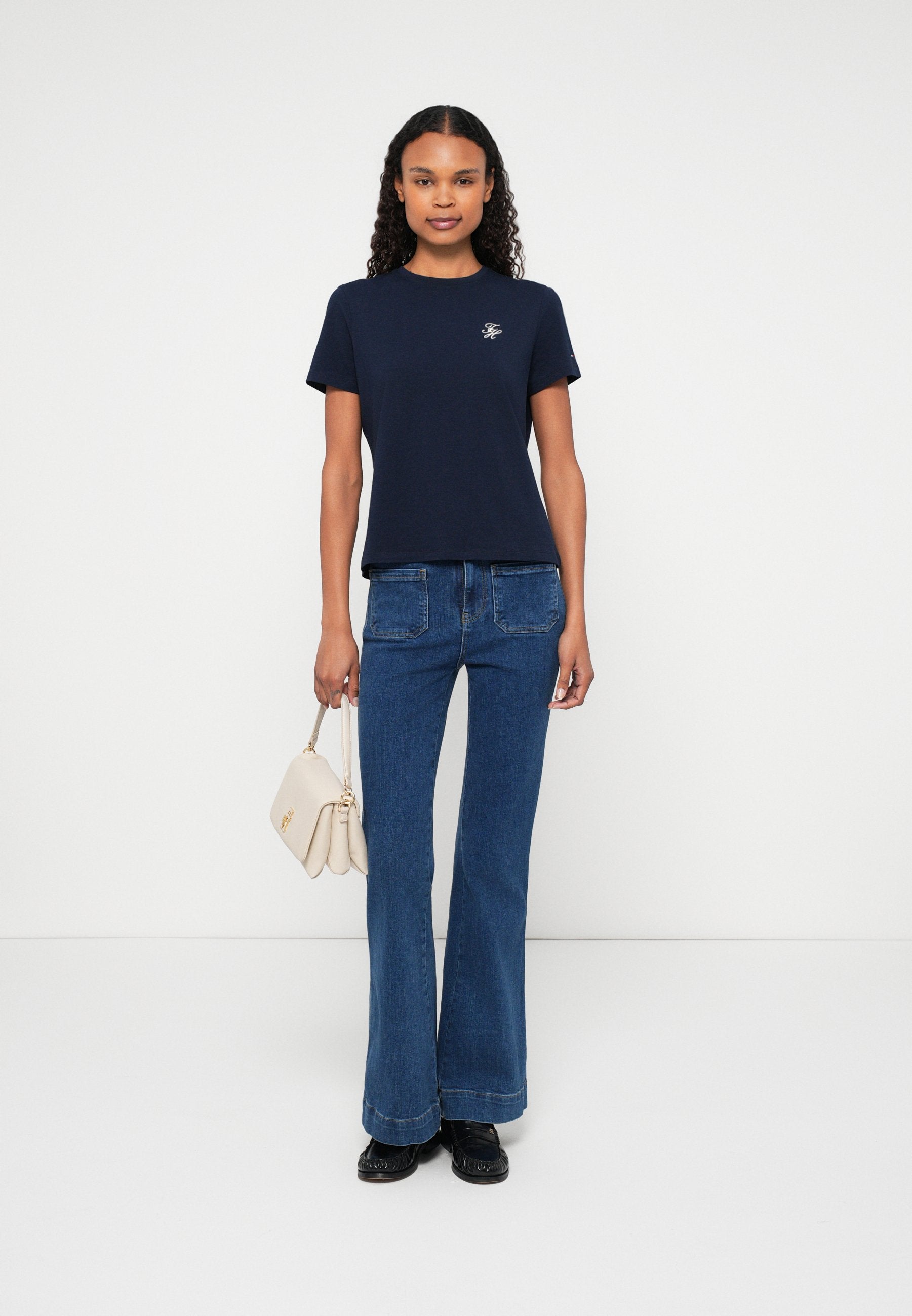 LOGO EMBROIDERY JERSEY CREW NECK T-SHIRT - Basic T-shirt - dark night navy