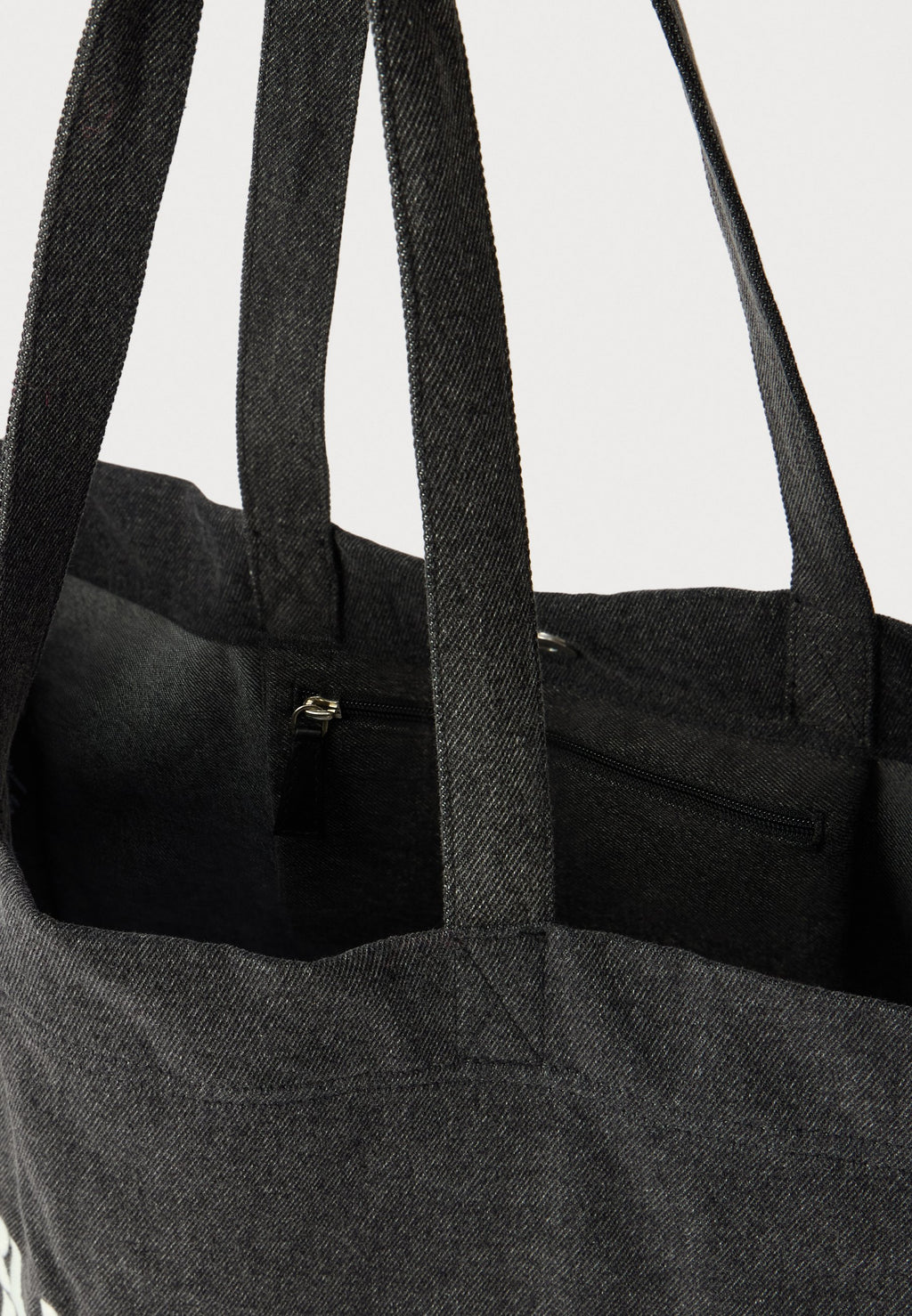 LOGO SHOPPER UNISEX - Bez çanta - eskitilmiş siyah