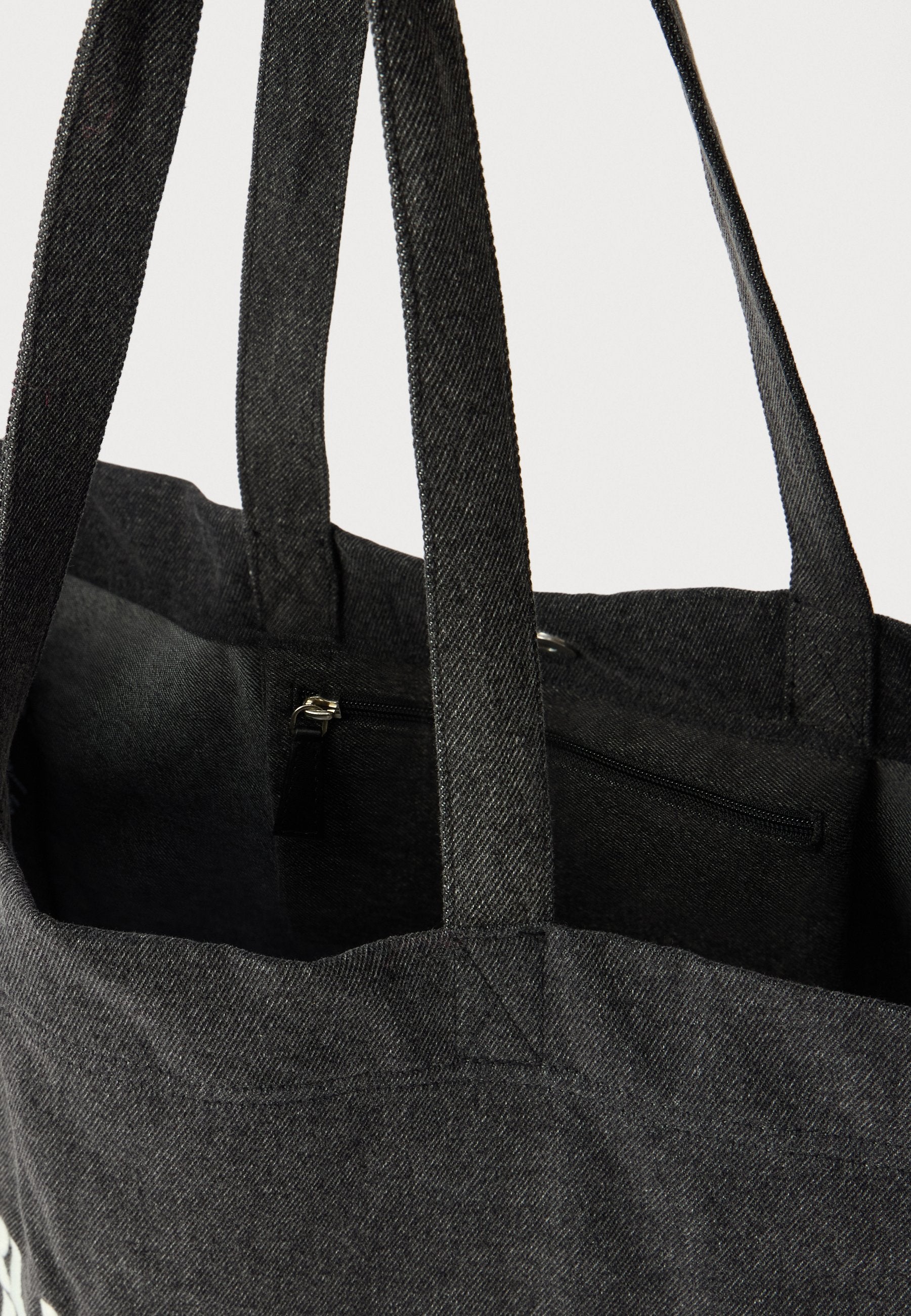 LOGO SHOPPER UNISEX - Bez çanta - eskitilmiş siyah