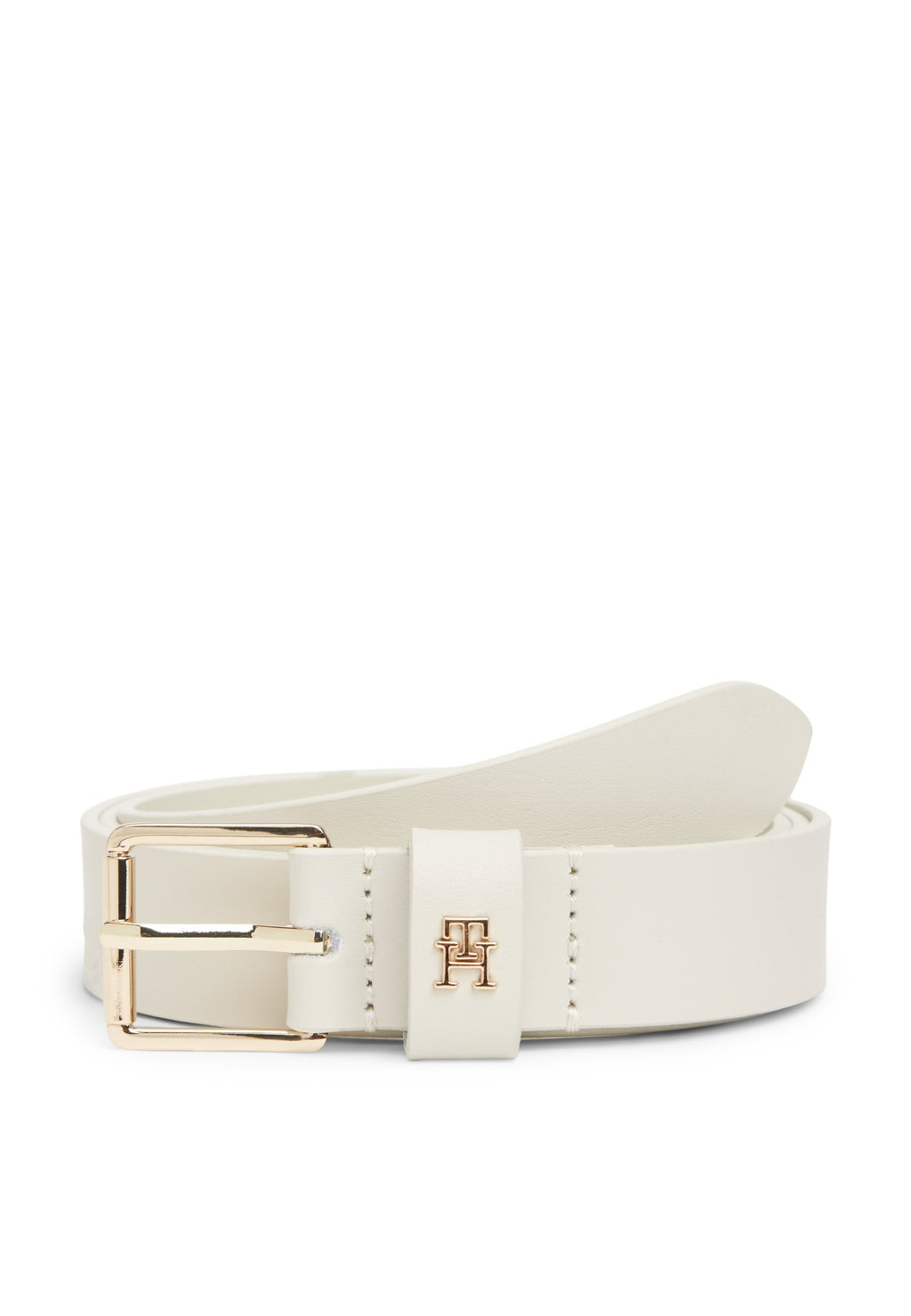 TH MONOGRAM SHINY LEATHER BELT - Belt - soft cream