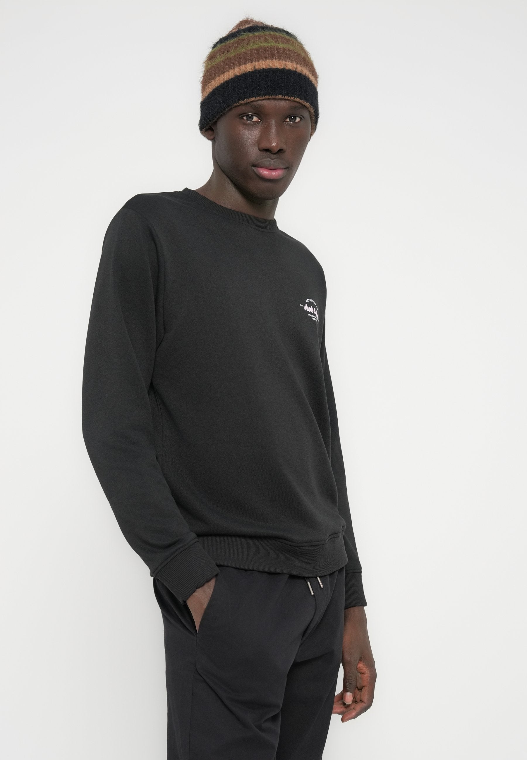 JJBRANDON CREW NECK 2 PACK MP - Sweatshirt - black/white melange