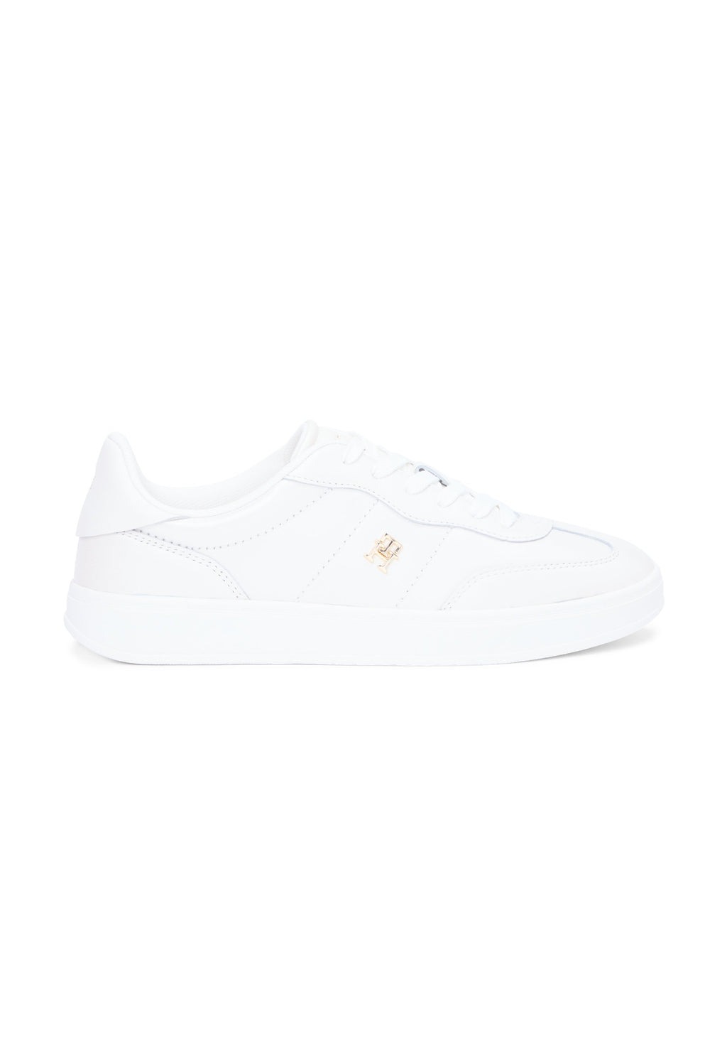 TH MONOGRAM METALLIC TRAINERS WITH LEATHER - Trainers - ecru