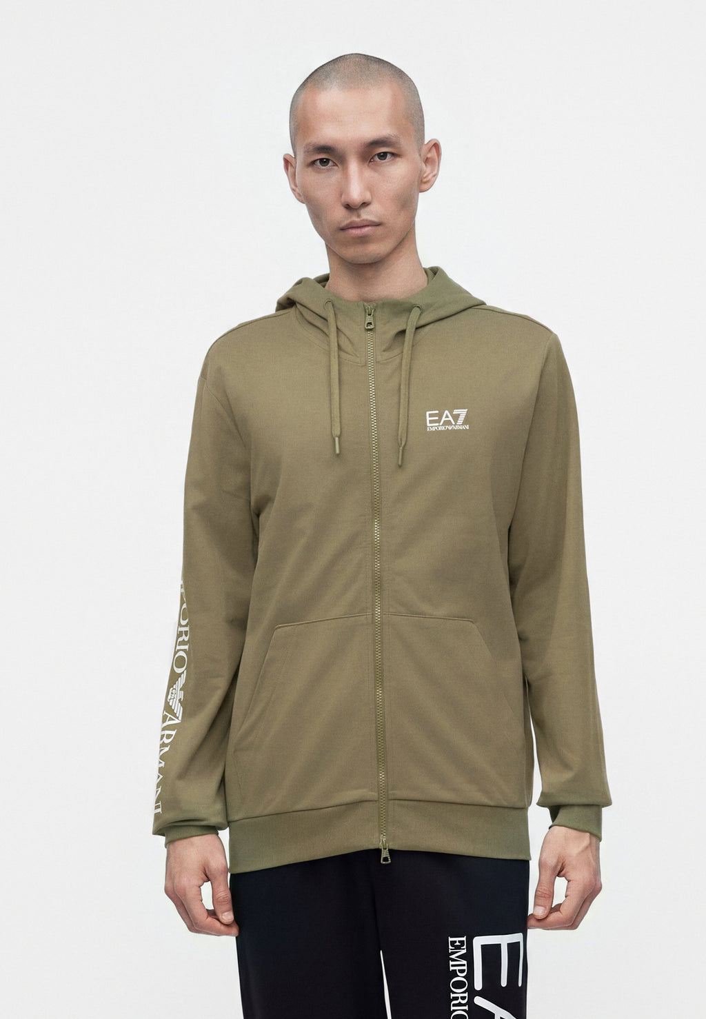TRAIN LOGO SERIES HOODIE EXTENDED LOGO - Zip-up sweatshirt - kalamata/white