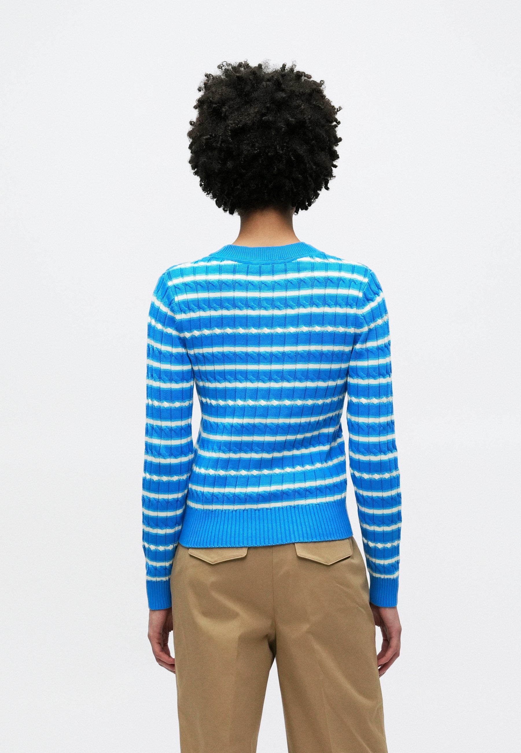 CABLE KNIT CREW NECK JUMPER - Jumper - mesmerizing/ breezy blue/calico