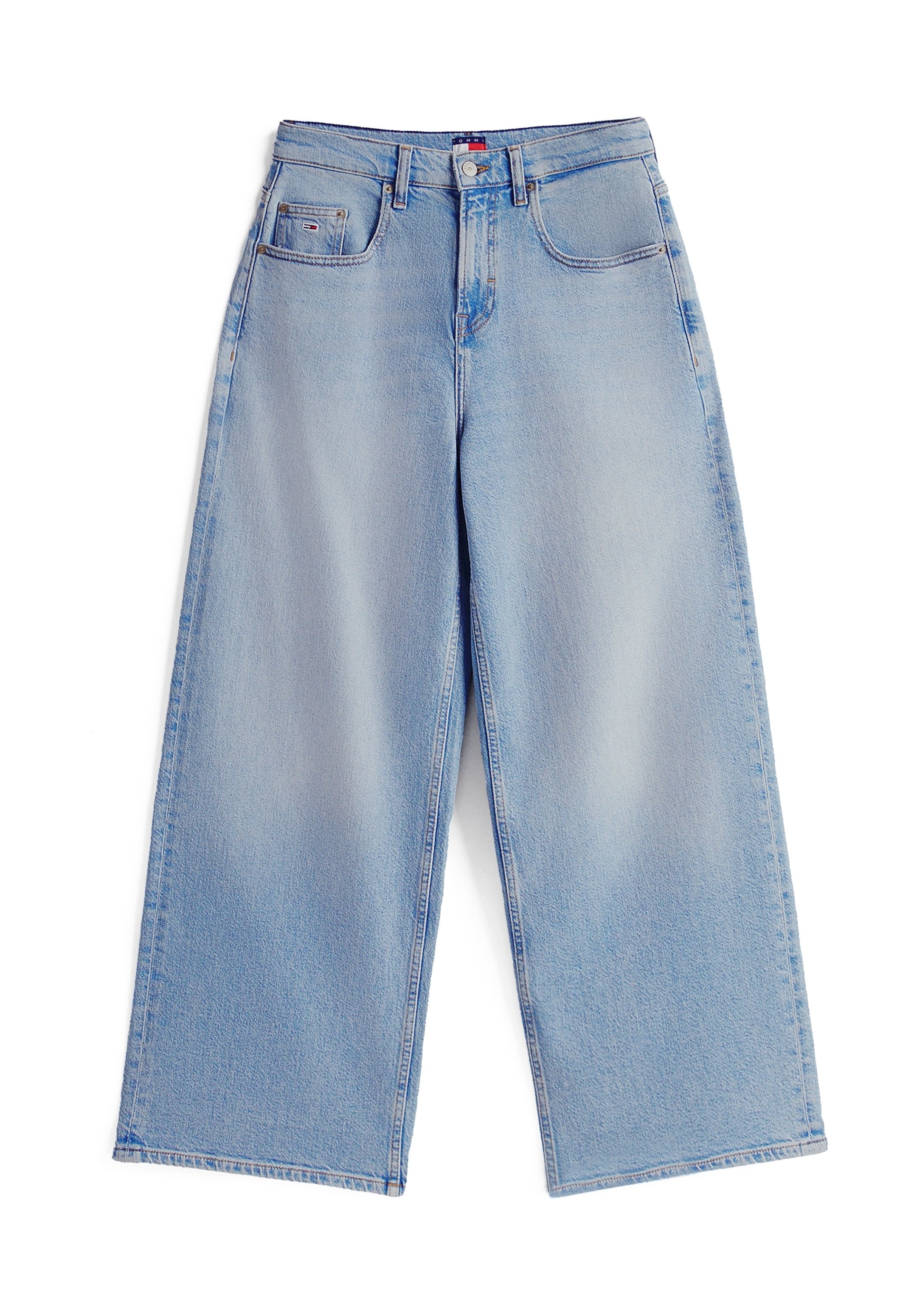 جينز واسع بخصر متوسط - جينز مريح - دنيم فاتح