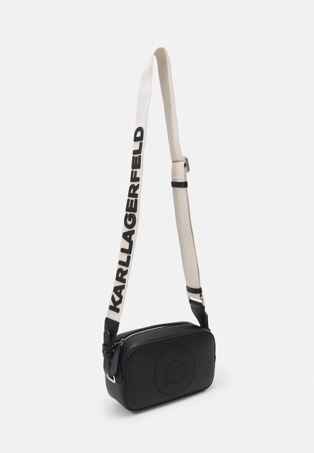 CIRCLE CAMERABAG PERFORATED - Cross body bag - black