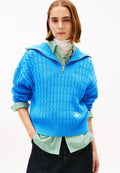 RELAXED CABLE KNIT HALF-ZIP JUMPER - Jumper - mesmerizing blue