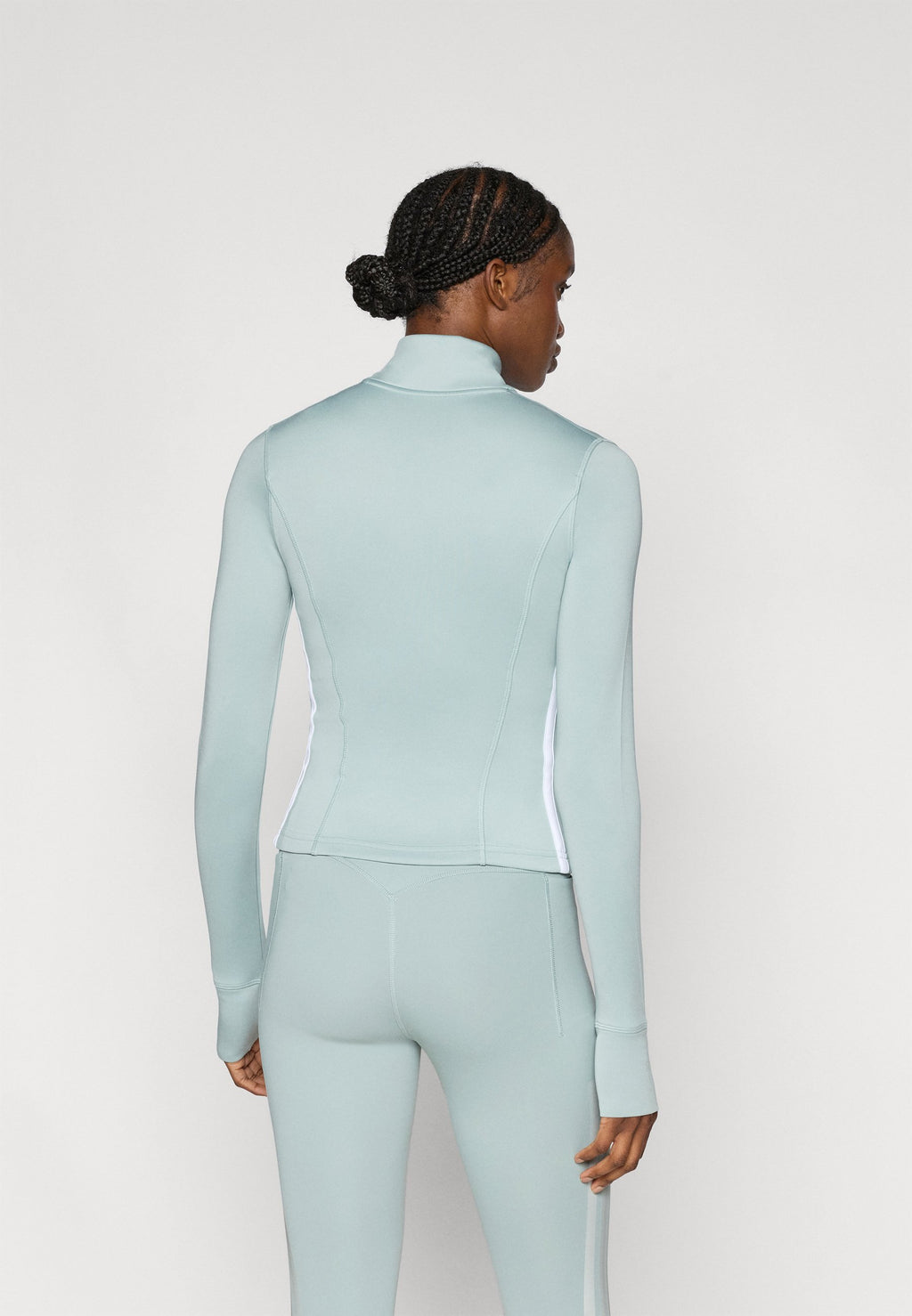 VESTE D'ENTRAÎNEMENT 3 BANDES ZIPPÉE WORKOUT ESSENTIALS - Veste d'entraînement - sauge/blanc