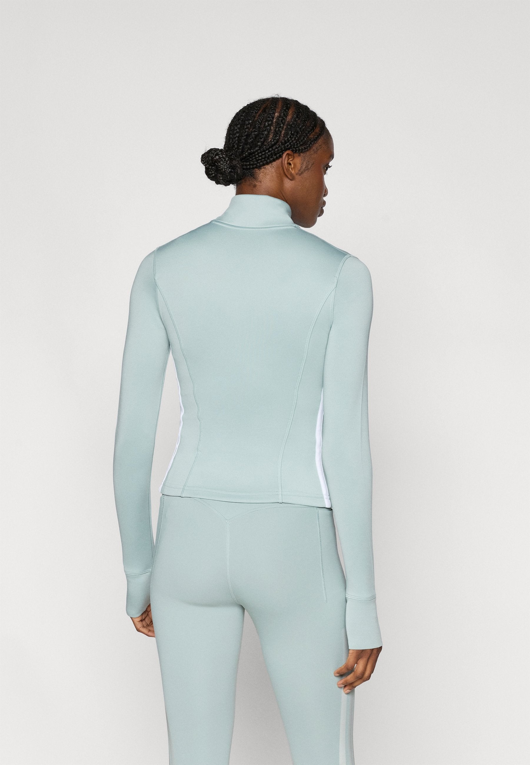 VESTE D'ENTRAÎNEMENT 3 BANDES ZIPPÉE WORKOUT ESSENTIALS - Veste d'entraînement - sauge/blanc