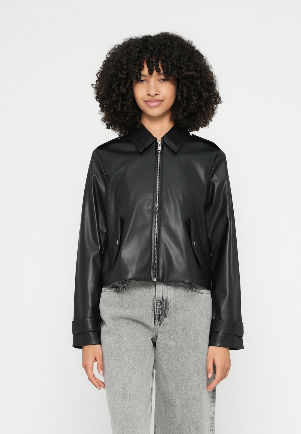 MOTO JACKET - Faux leather jacket - black