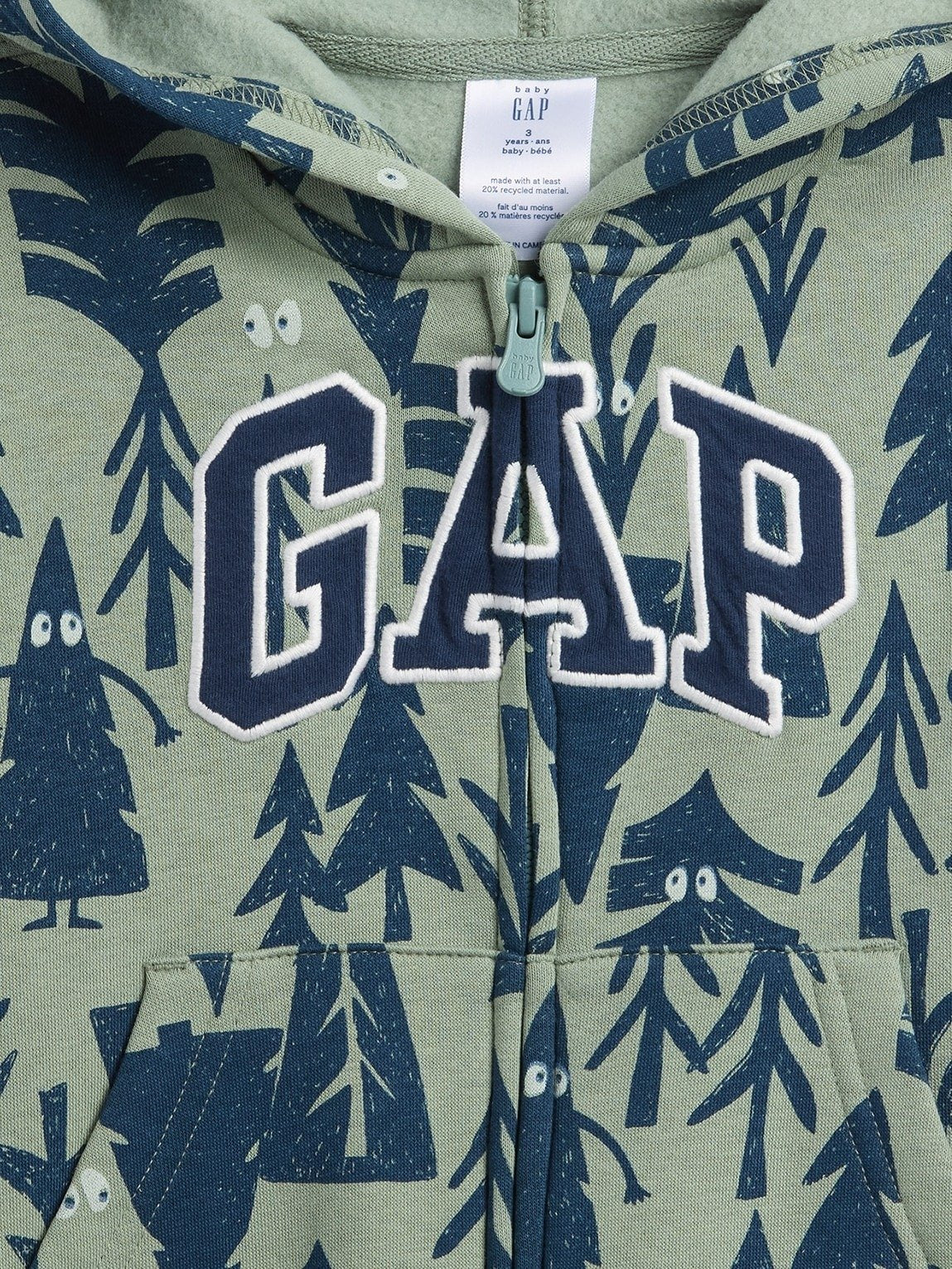 BABYGAP RELAXED LOGO PRINT ZIP HOODIE - Zip-up sweatshirt - gasoline green