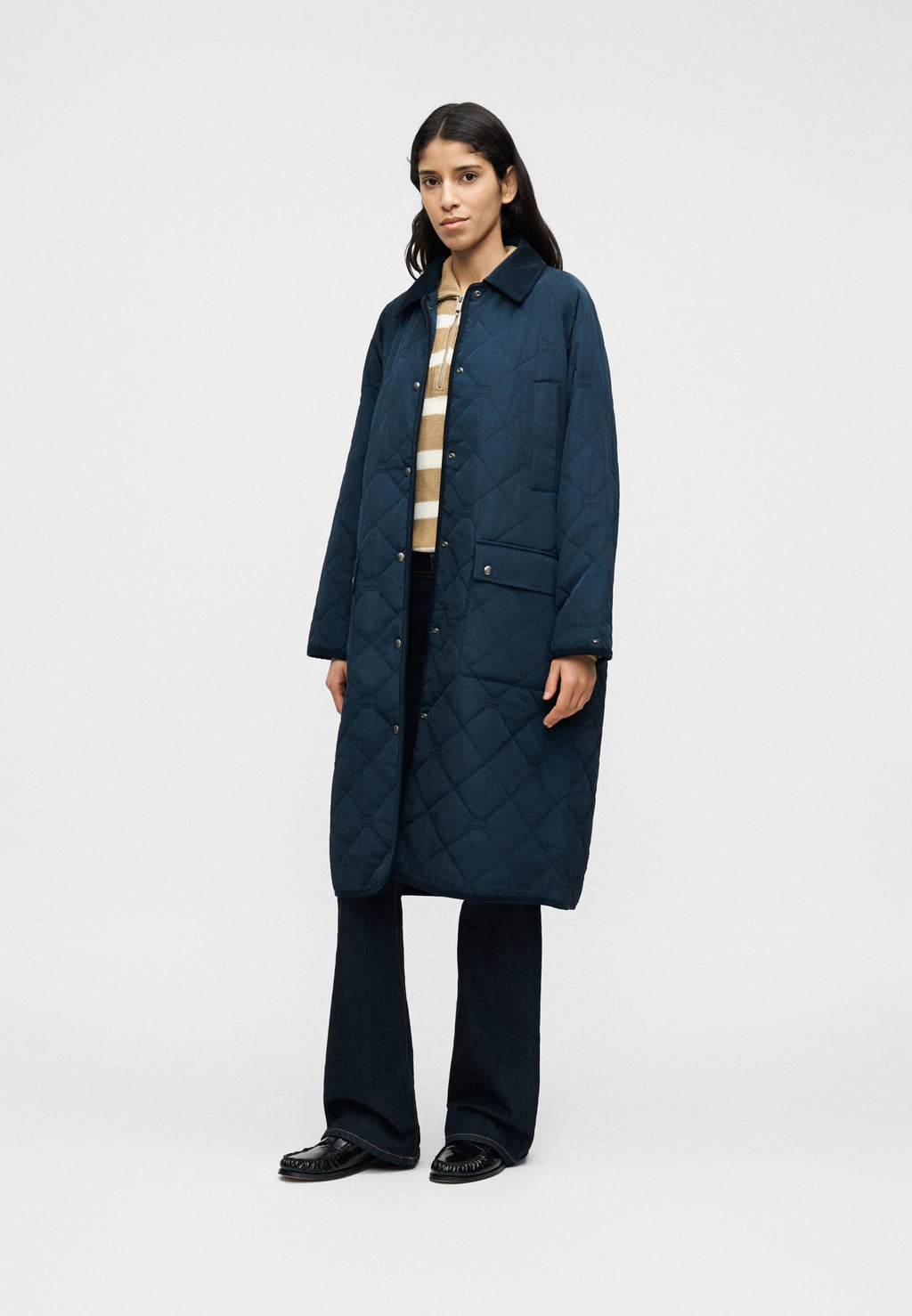 FLAG QUILTED PADDED OVERSIZED LONGLINE COAT - Winter coat - dark night navy