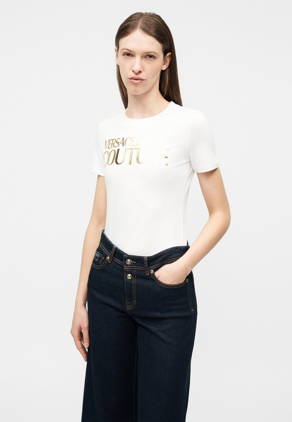Print T-shirt - white/gold-coloured