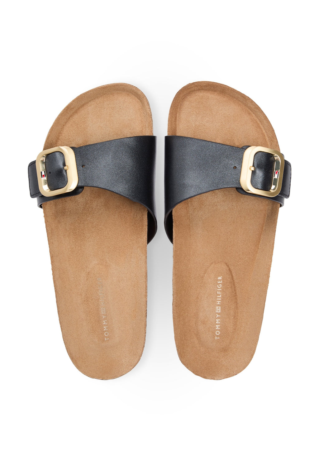 CORK FOOTBED SLIP-ON SANDALS - Pool slides - black