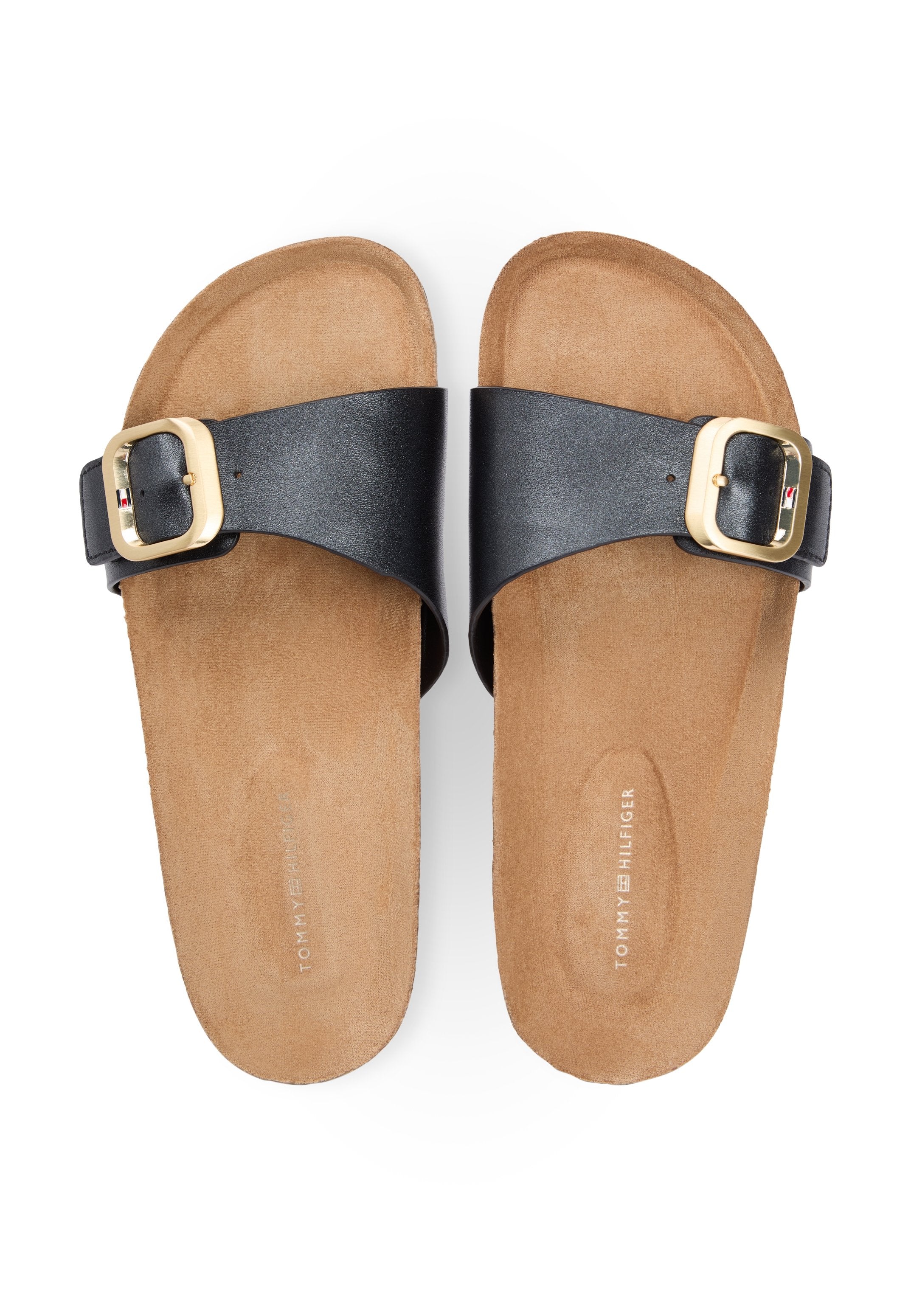 CORK FOOTBED SLIP-ON SANDALS - Pool slides - black