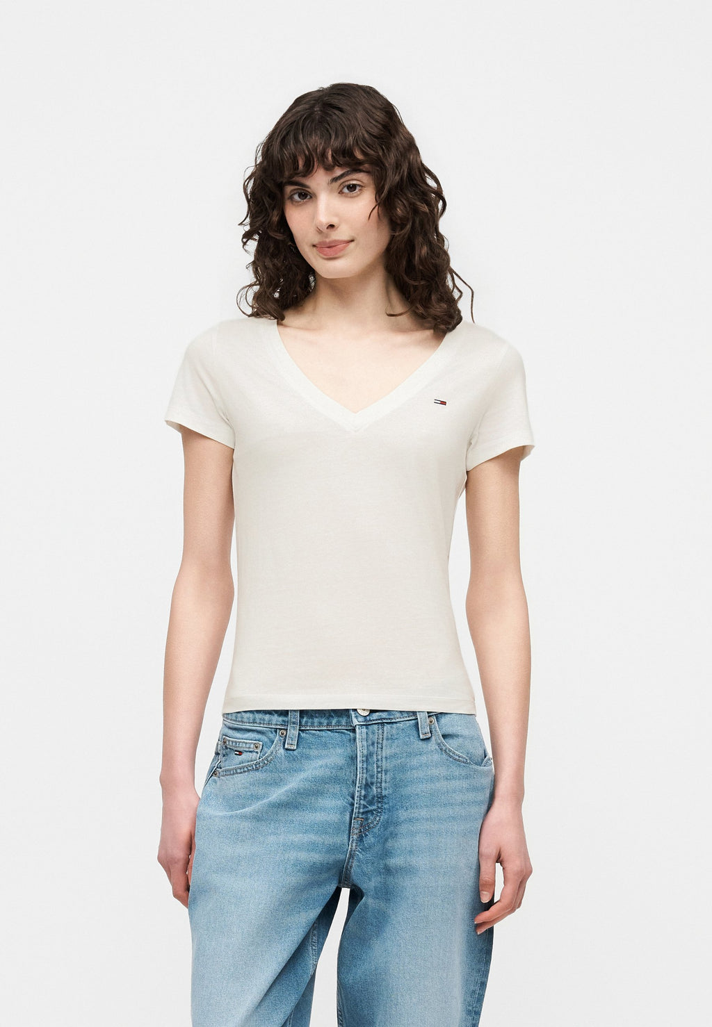 V NECK TEE 3 PACK - Basic T-shirt - black/ecru/pink daisy