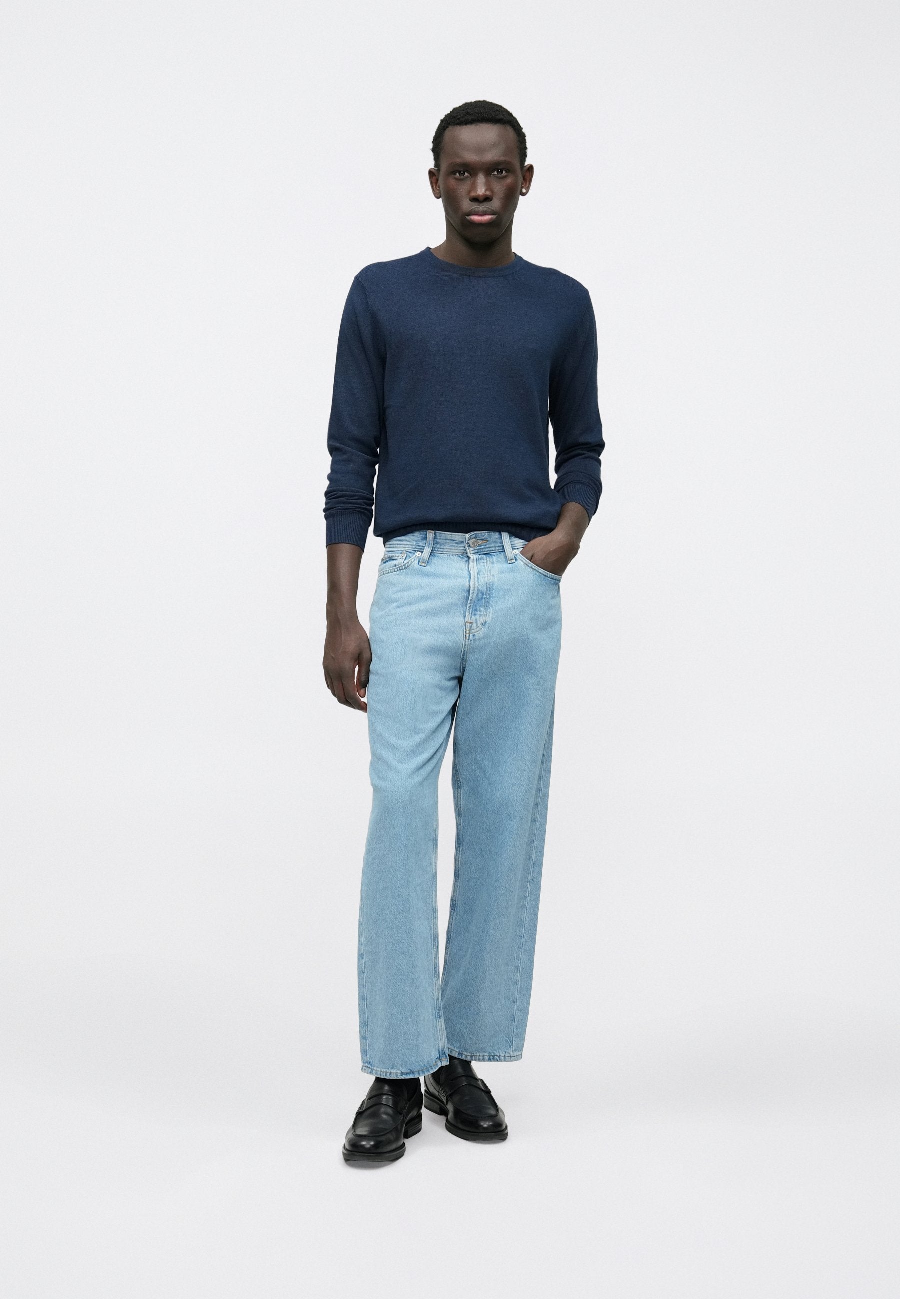 Knitted Plain Knitted - Jumper - dunkelblau
