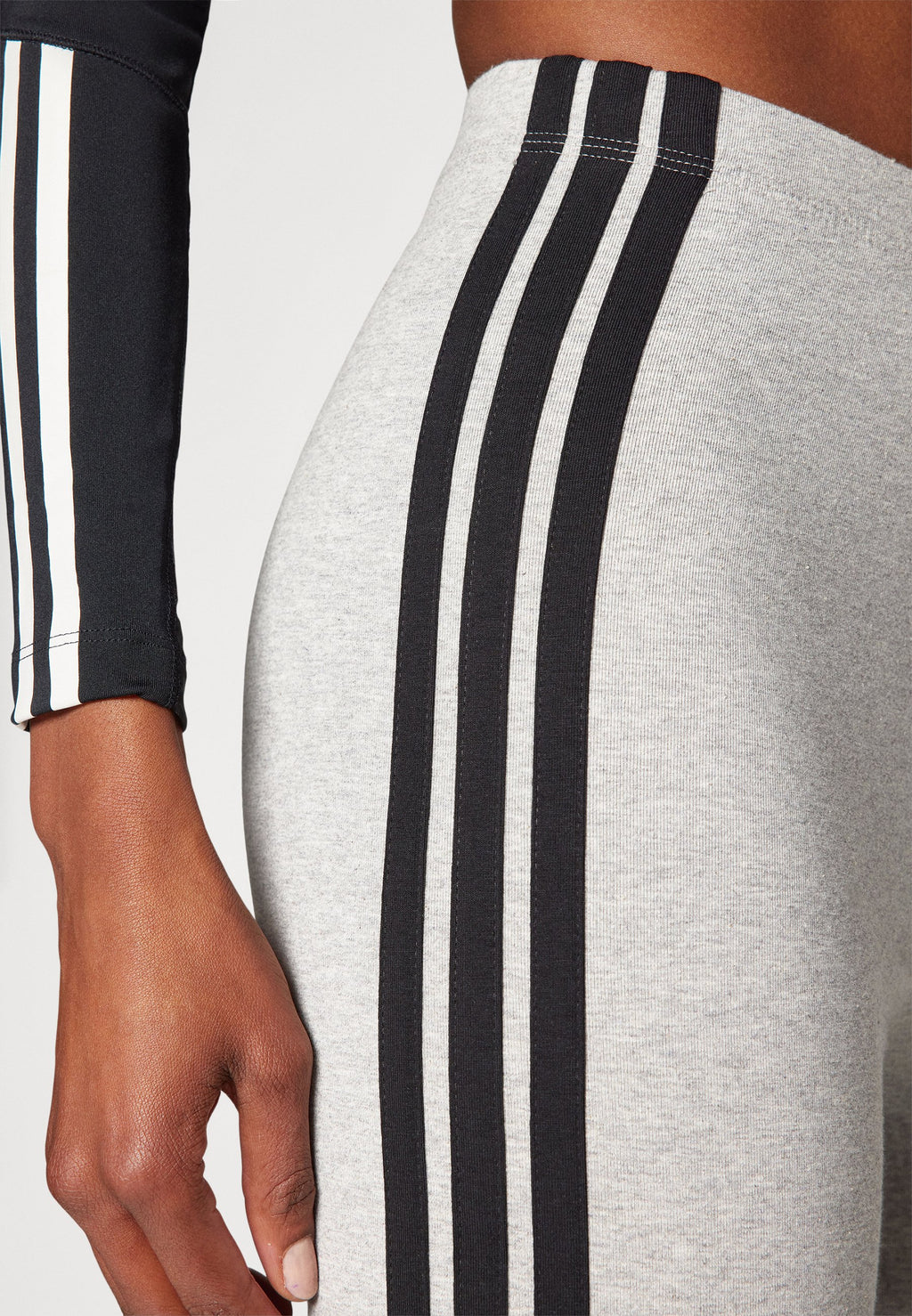 ESSENTIALS 3 STRIPES - Leggings - medium grey heather/black
