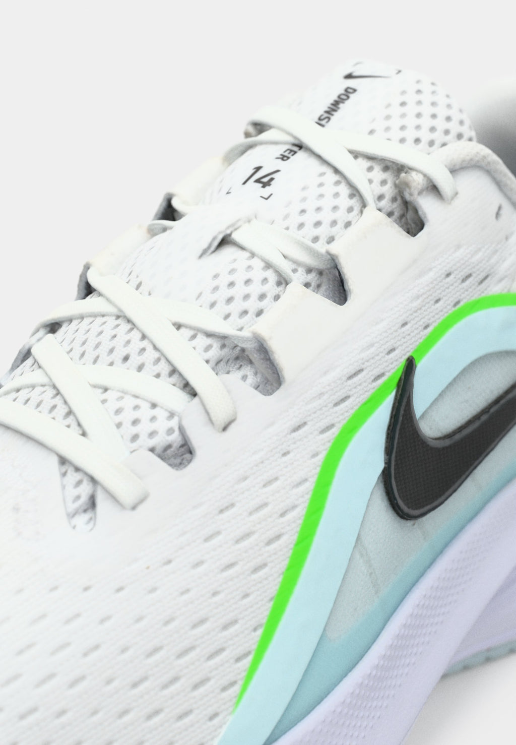 DOWNSHIFTER 14 - Road running shoes - white/black/glacier blue/green strike/anthracite