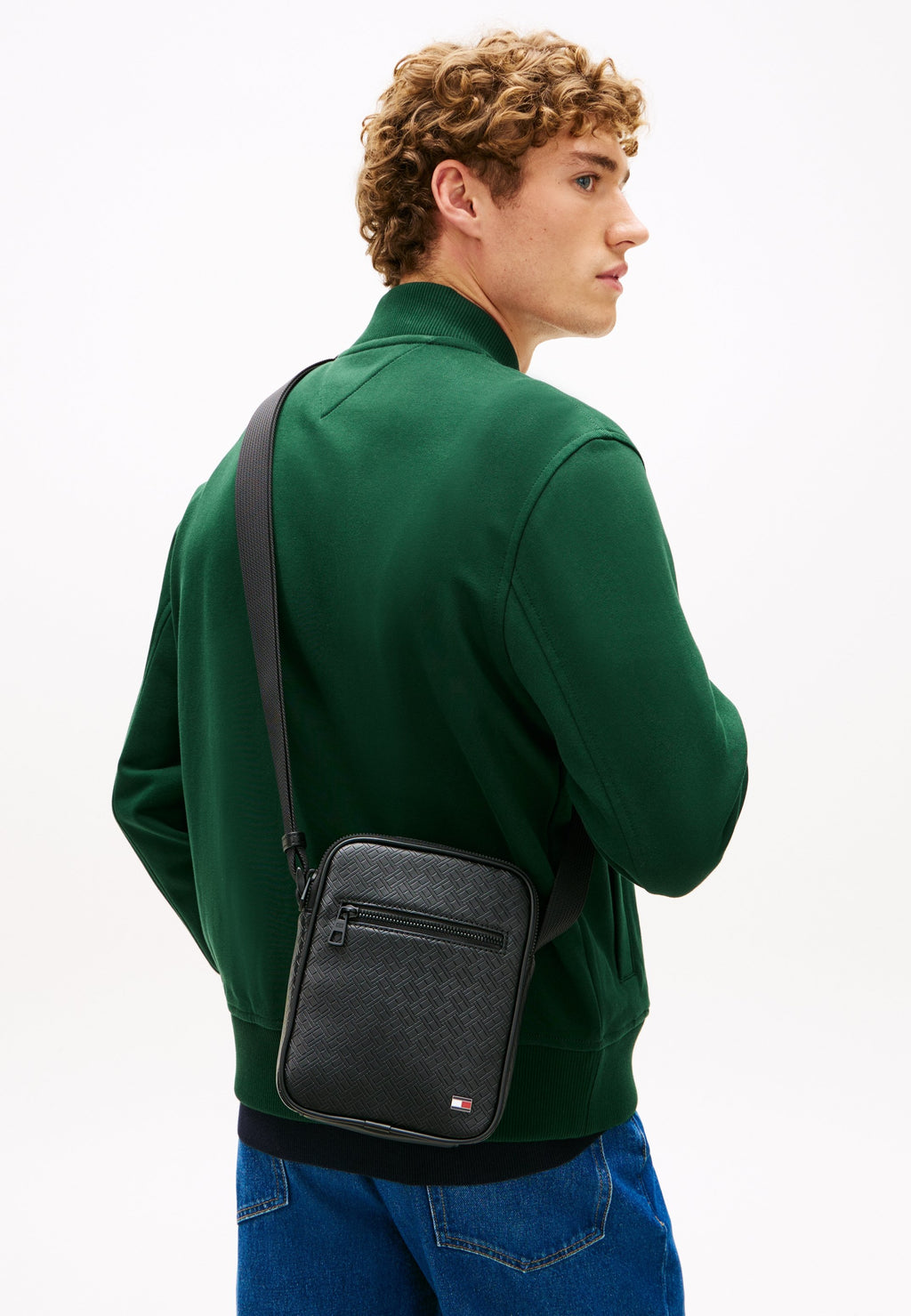 EMBOSSED FLAG CROSSBODY REPORTER BAG - Cross body bag - black