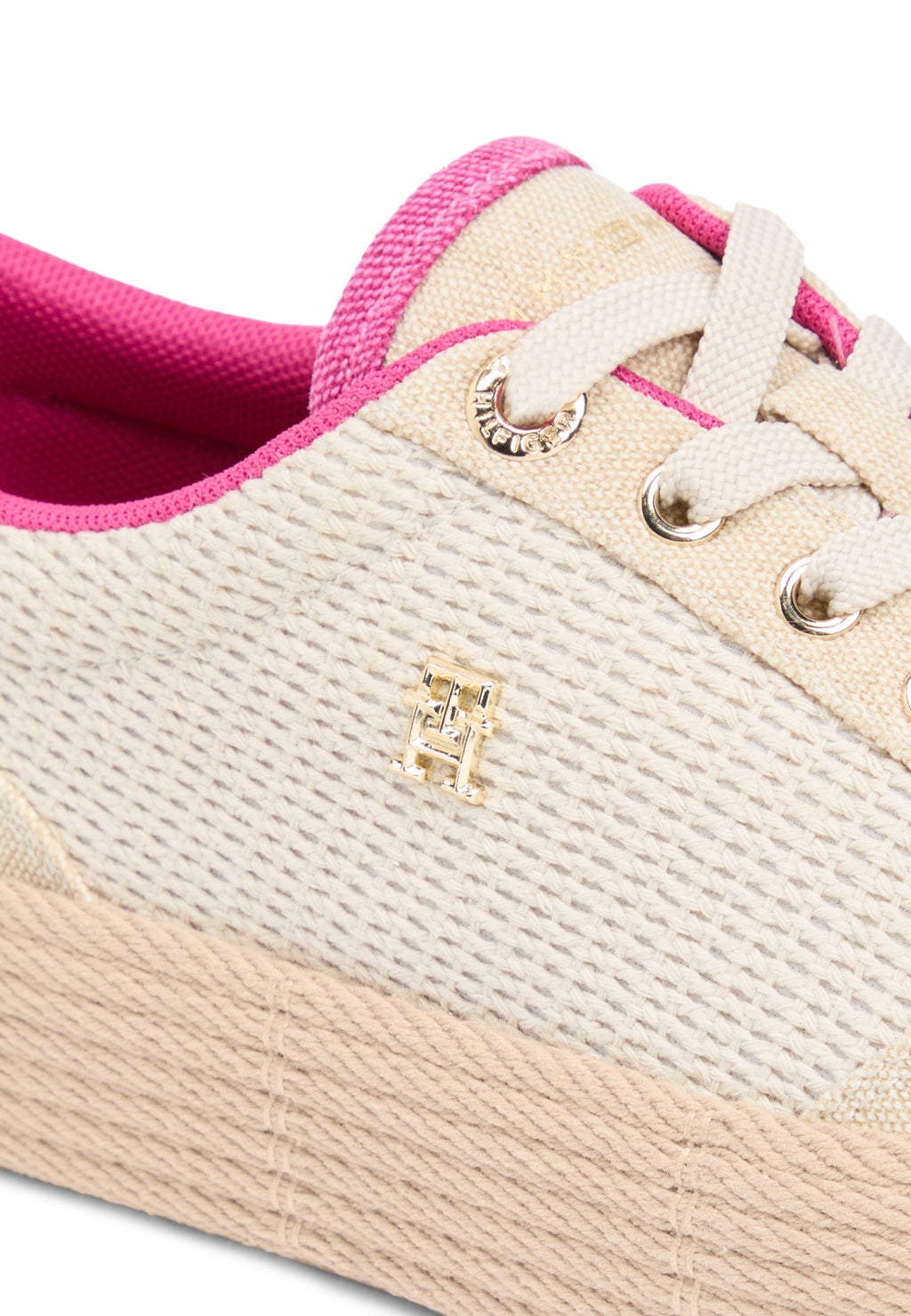 TH MONOGRAM CANVAS ROPE PLATFORM TRAINERS - Trainers - classic beige/fuchsia