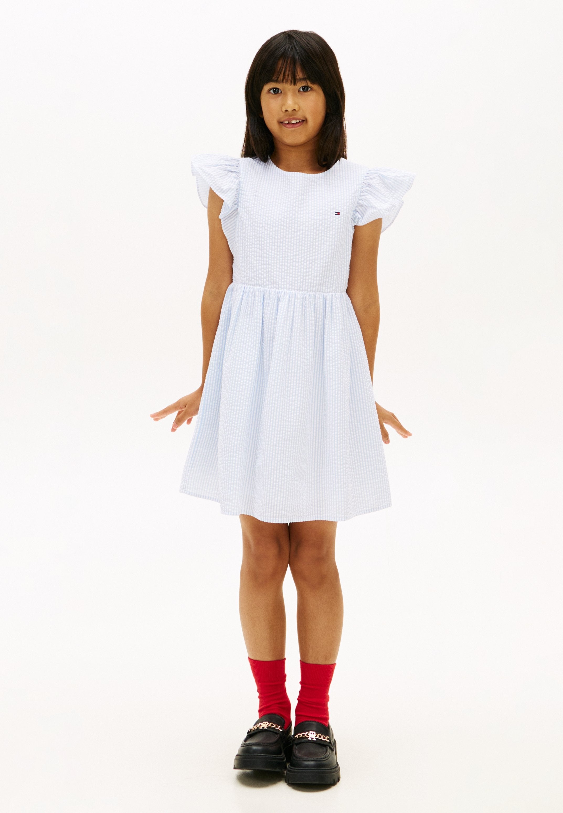 STRIPE SEERSUCKER FIT AND FLARE DRESS - Cocktail dress / Party dress - sweet blue