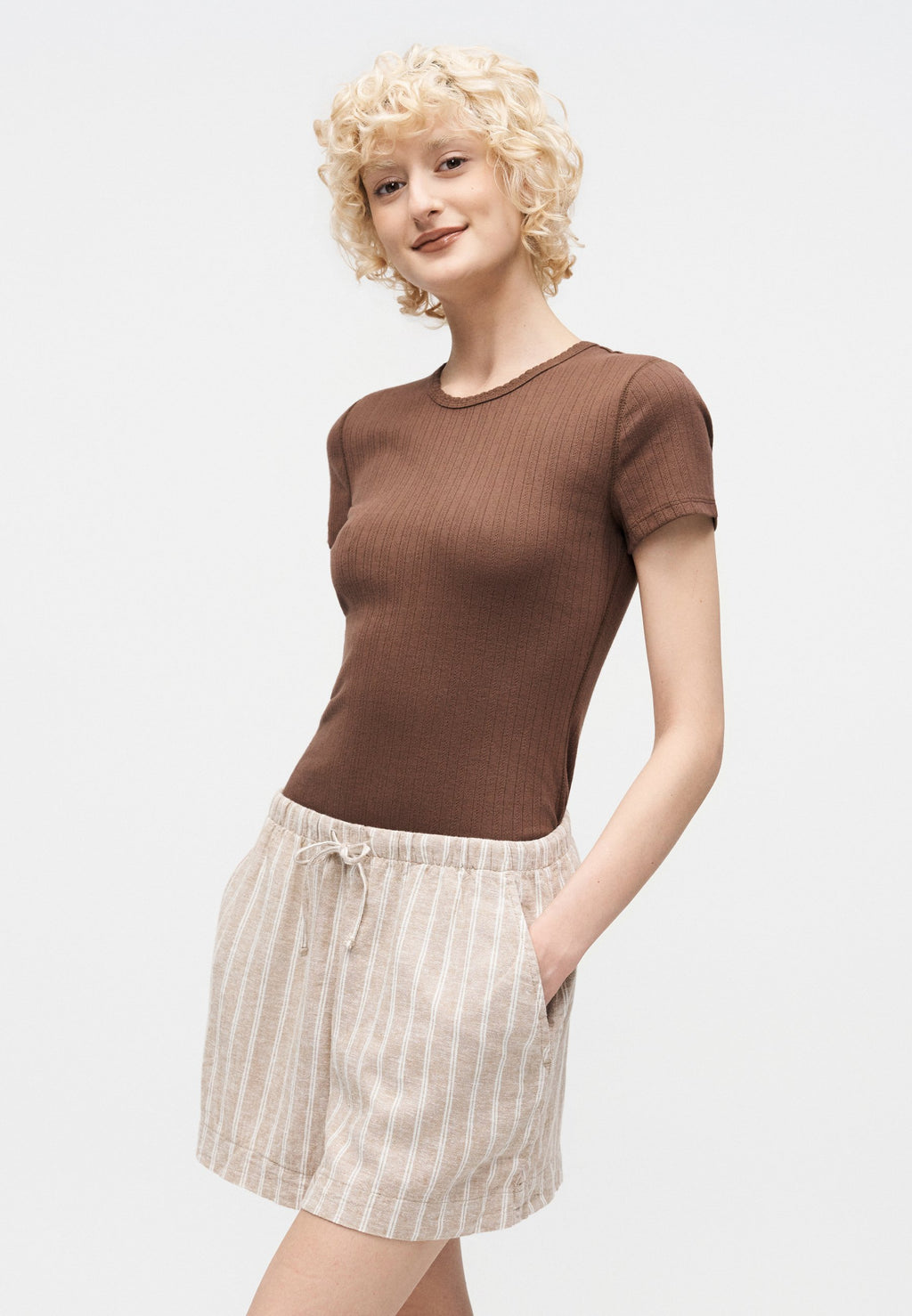 POINTELLE CREW - Basic T-shirt - amber wood