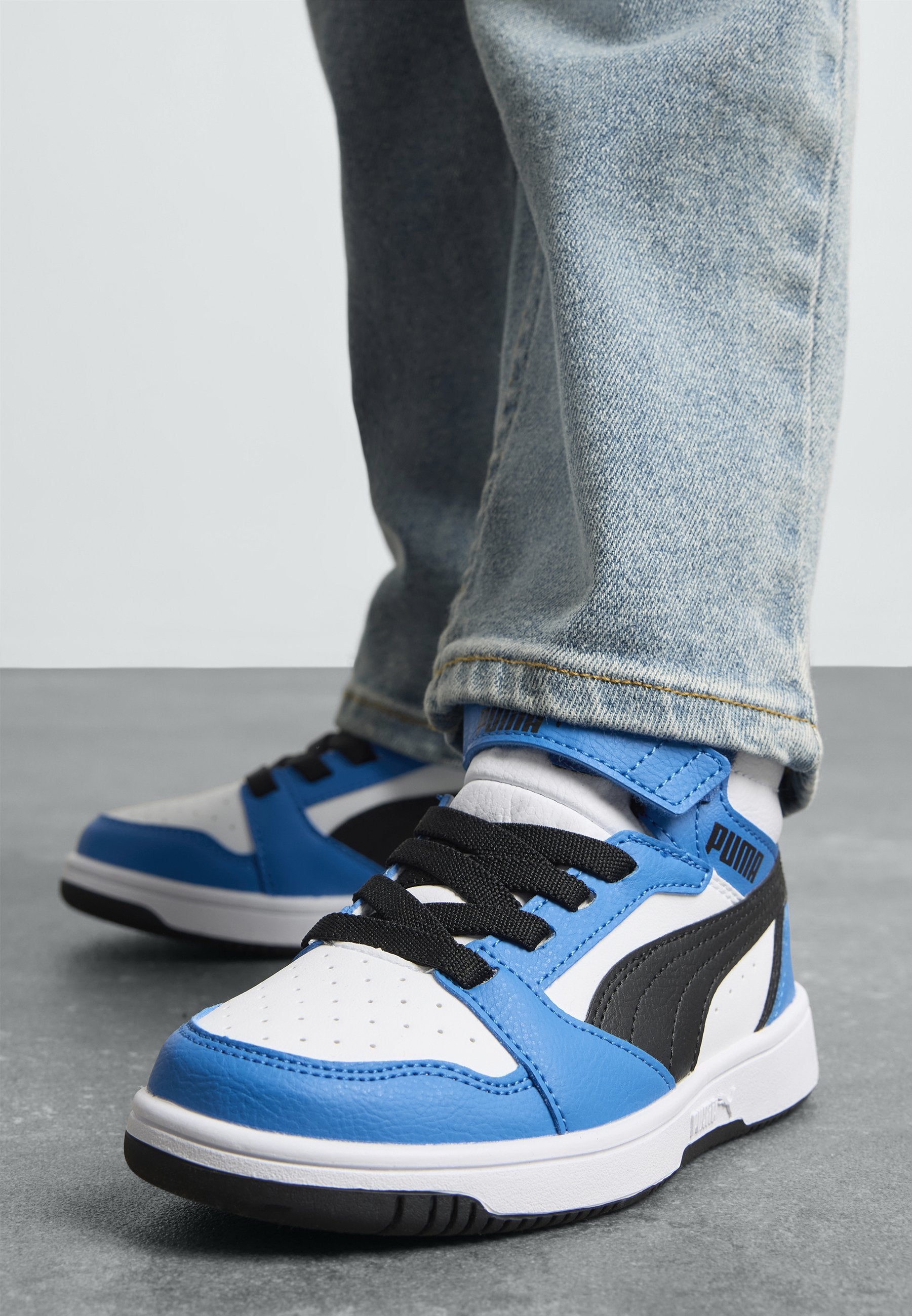 REBOUND V6 MID UNISEX - High-top trainers - white/black/racing blue